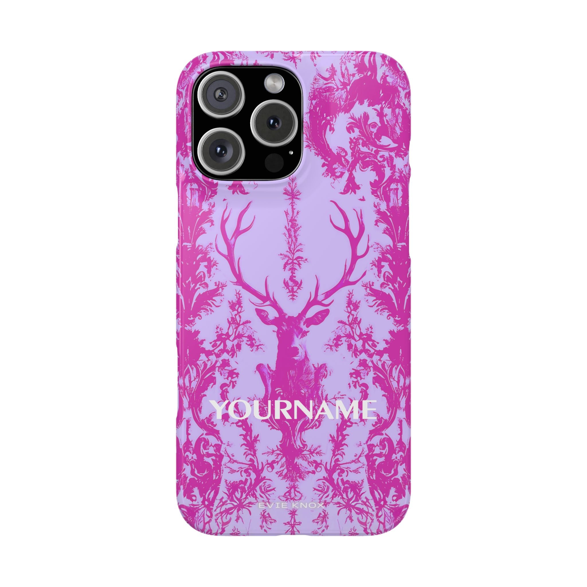 Pink Baroque Deer Slim iPhone Case — Floral Antler Pattern