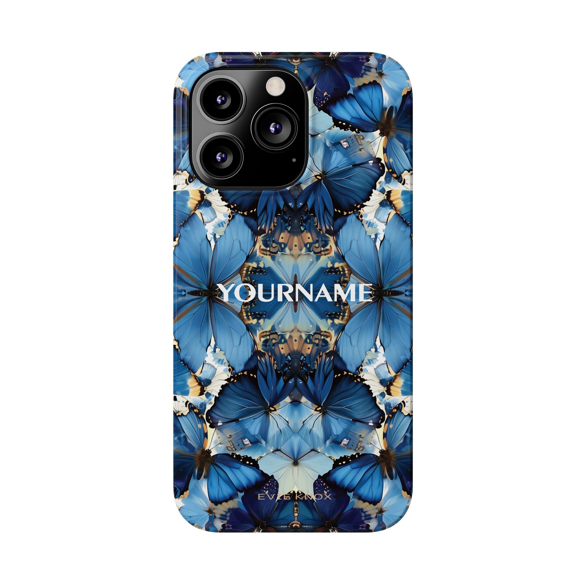 Blue Butterfly Kaleidoscope Slim Case — Protective Symmetry Pattern Phone Cover