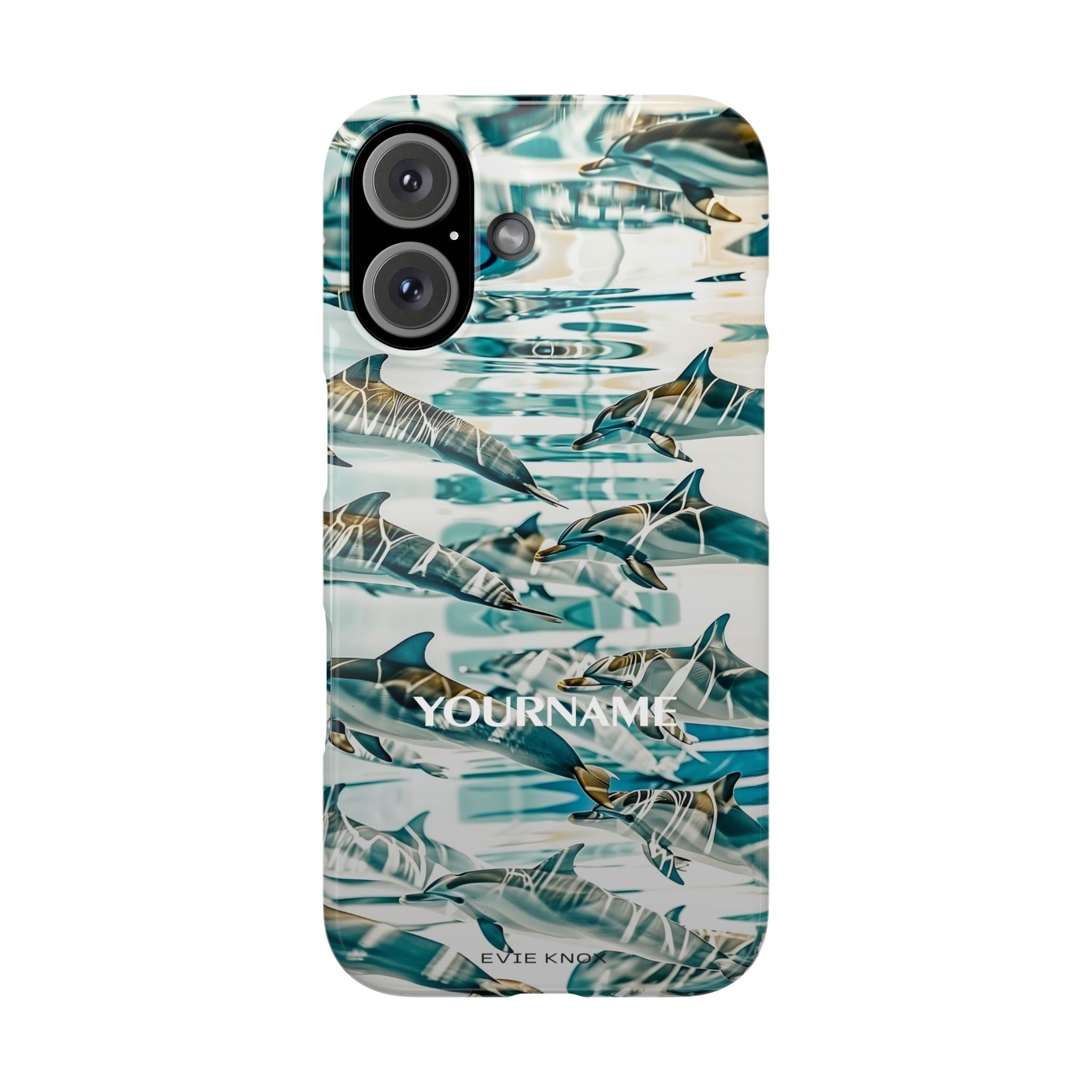 Dolphin Wave Slim Phone Case — Personalized Ocean Pattern