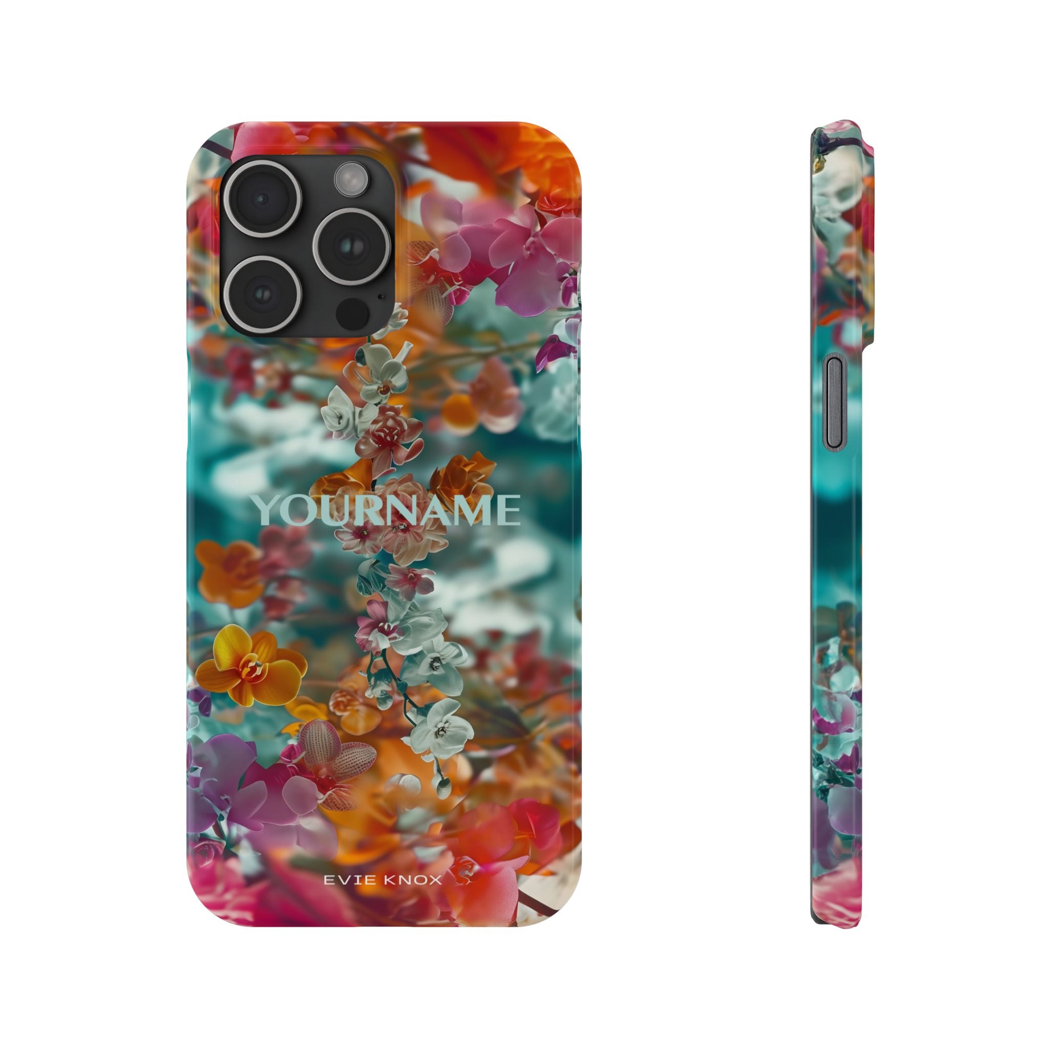 Floral Cascade Slim iPhone Case — Vibrant Tropical Blossom Design