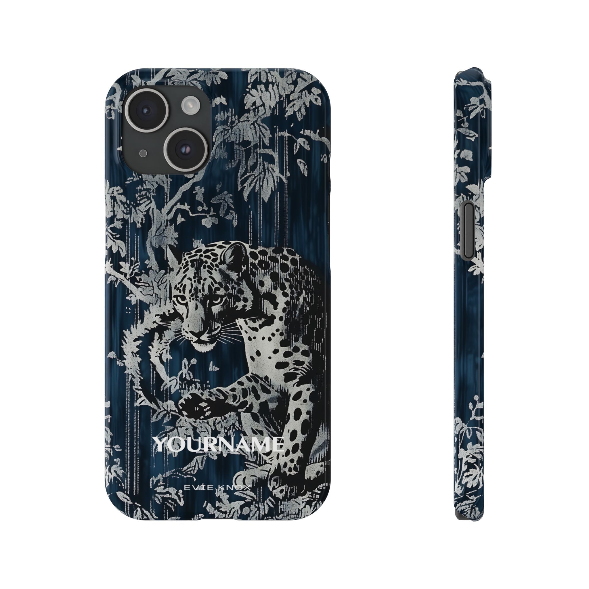 Indigo Leopard Slim Phone Case — Night Jungle Panther Design