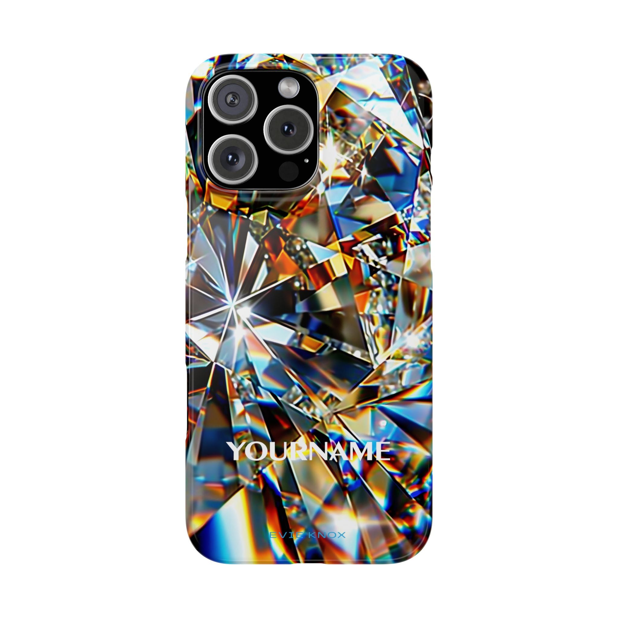 Crystal Facet Slim Phone Case — Iridescent Diamond Pattern