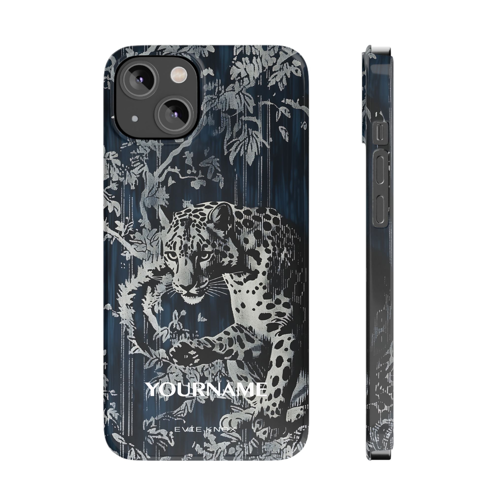 Indigo Leopard Slim Phone Case — Night Jungle Panther Design
