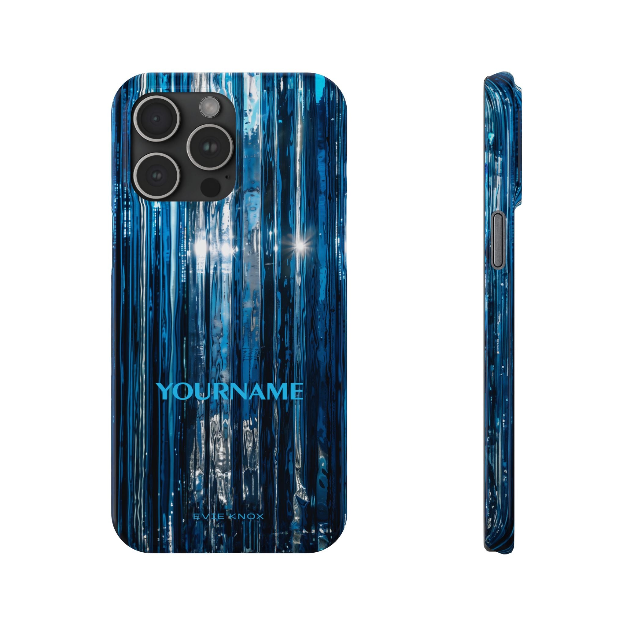 Blue Ribbed Art Glass Effect Slim iPhone Case - Personalized Phone case