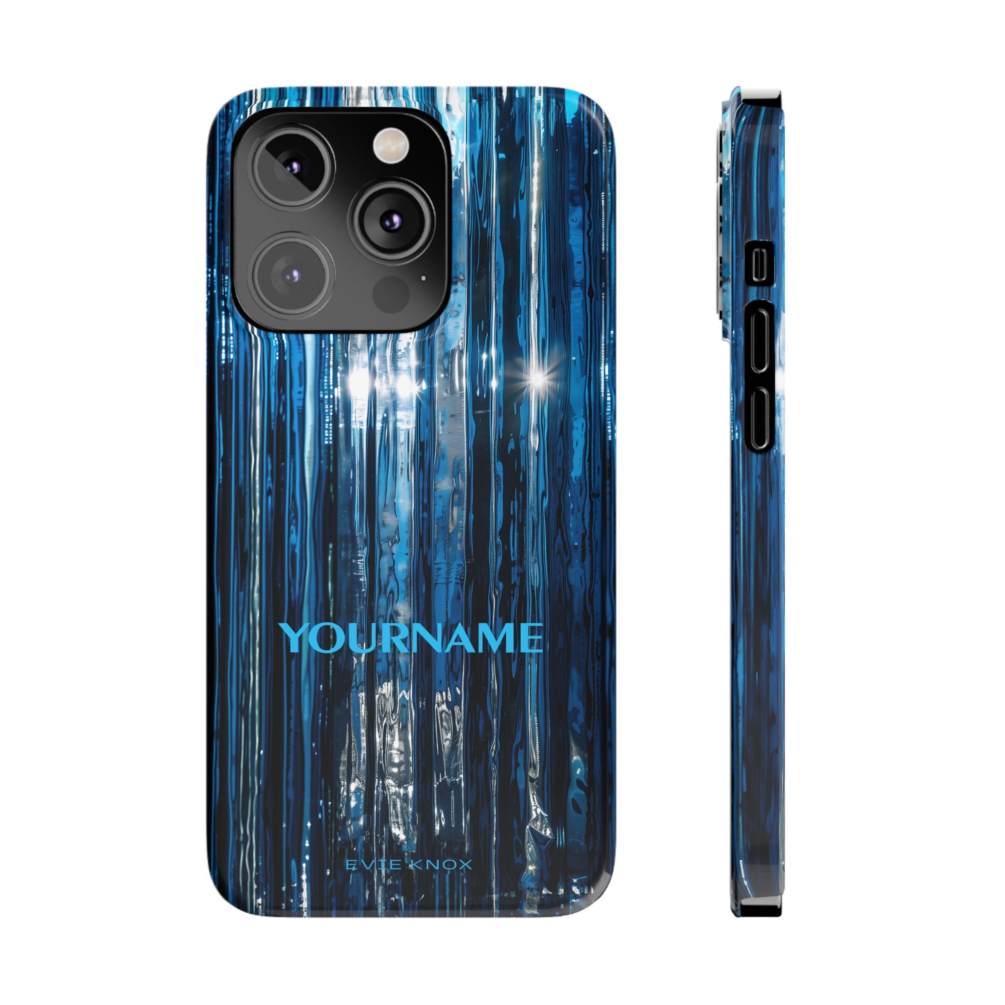 Blue Ribbed Art Glass Effect Slim iPhone Case - Personalized Phone case