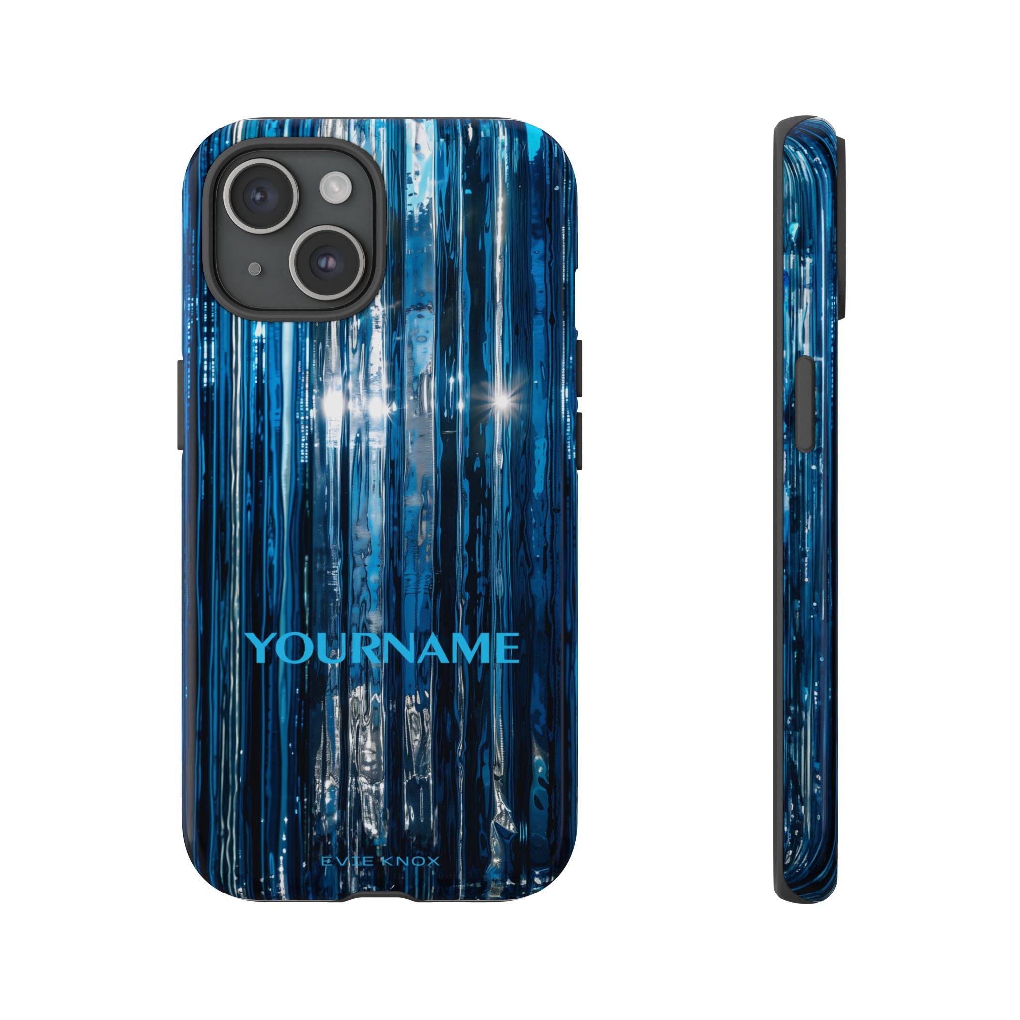 Blue Ribbed Art Glass Effect Tough iPhone Case - Personalized Phone case