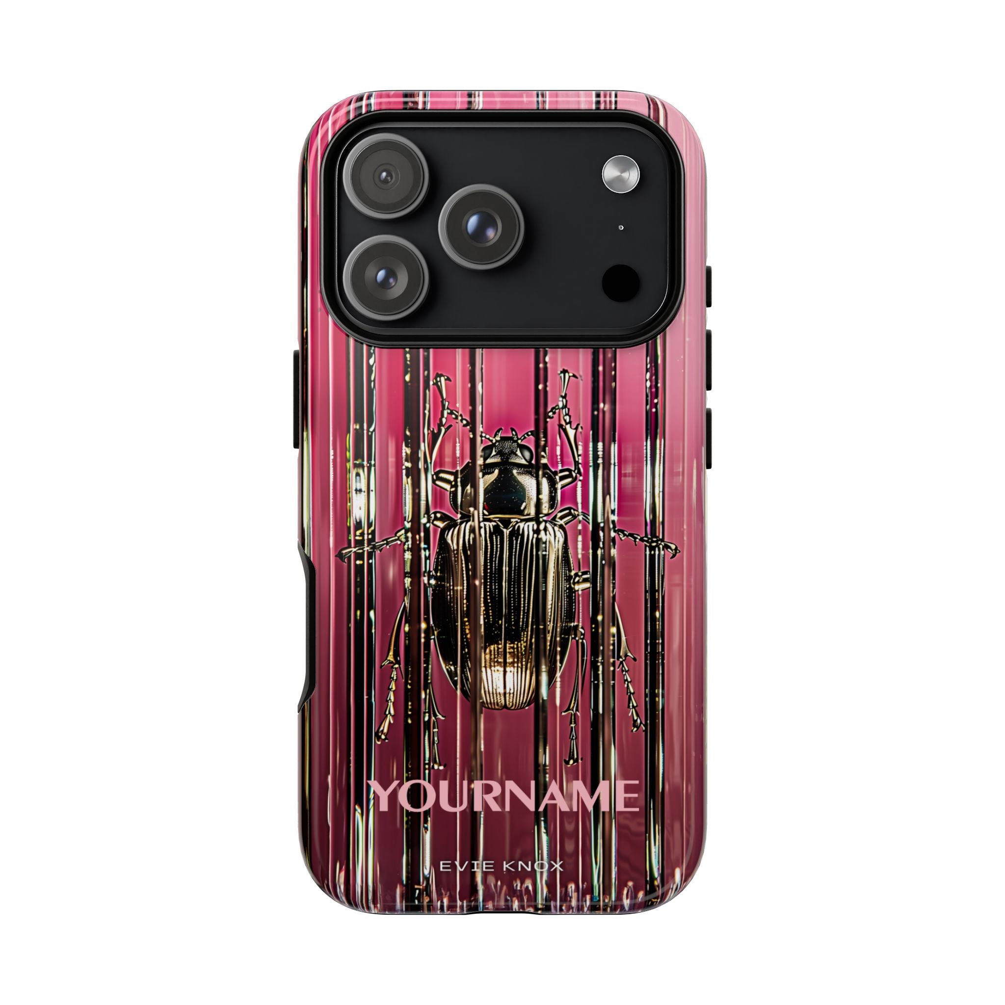 Pink Silver Beetle In Art Glass Tough iPhone Case