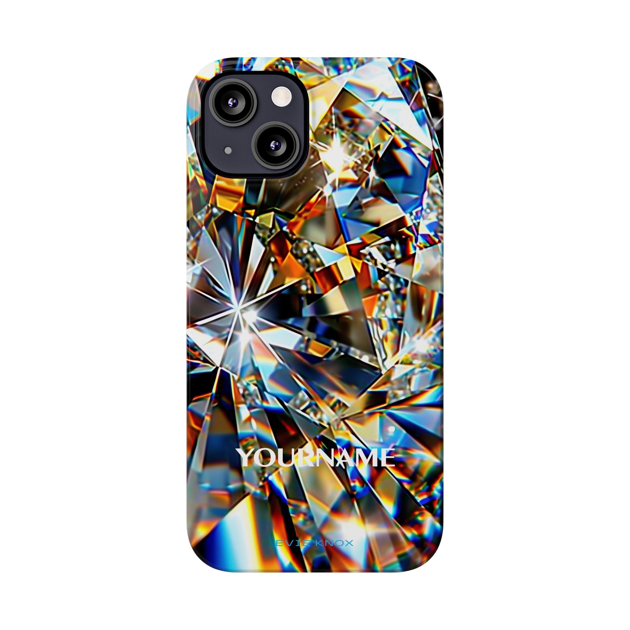 Crystal Facet Slim Phone Case — Iridescent Diamond Pattern