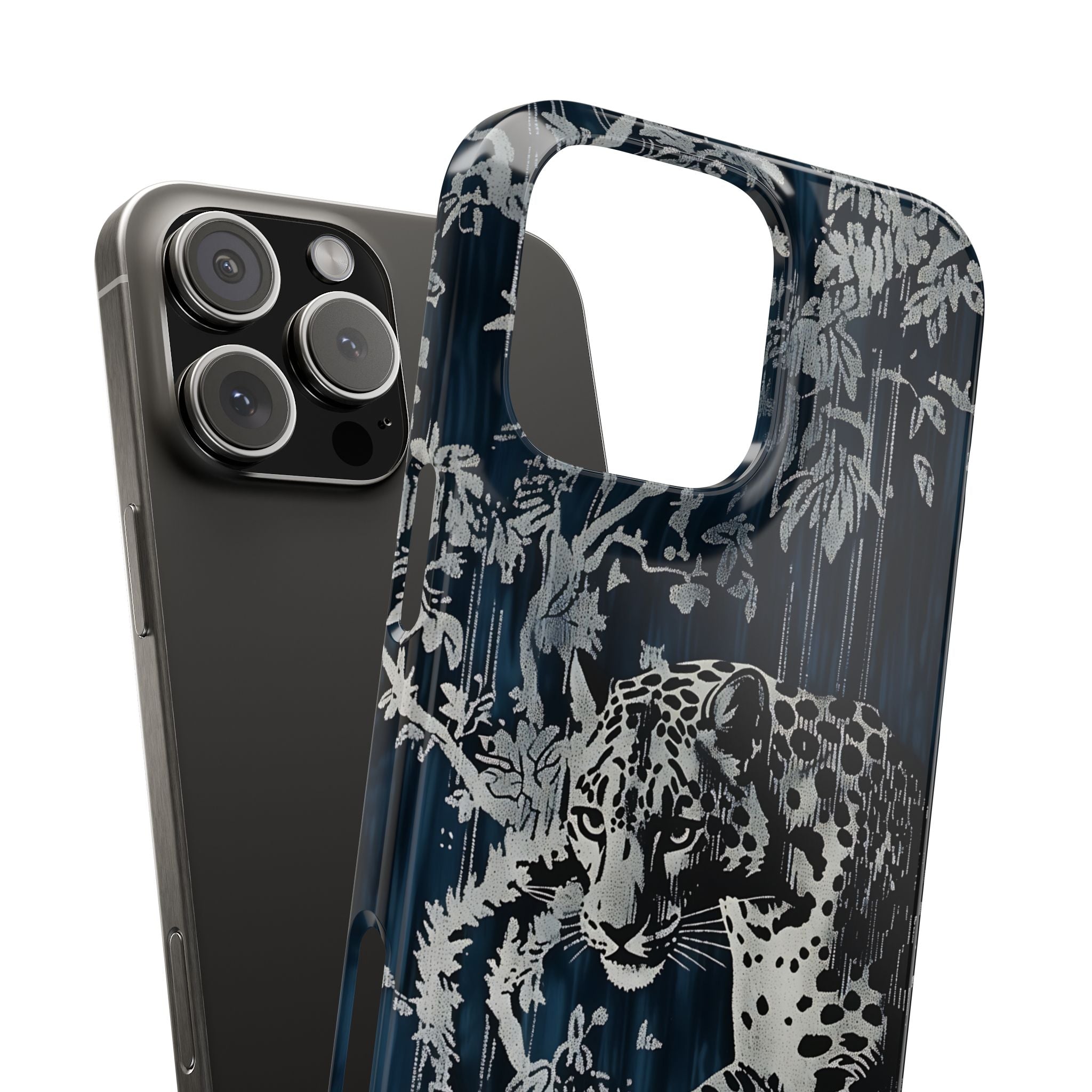 Indigo Leopard Slim Phone Case — Night Jungle Panther Design
