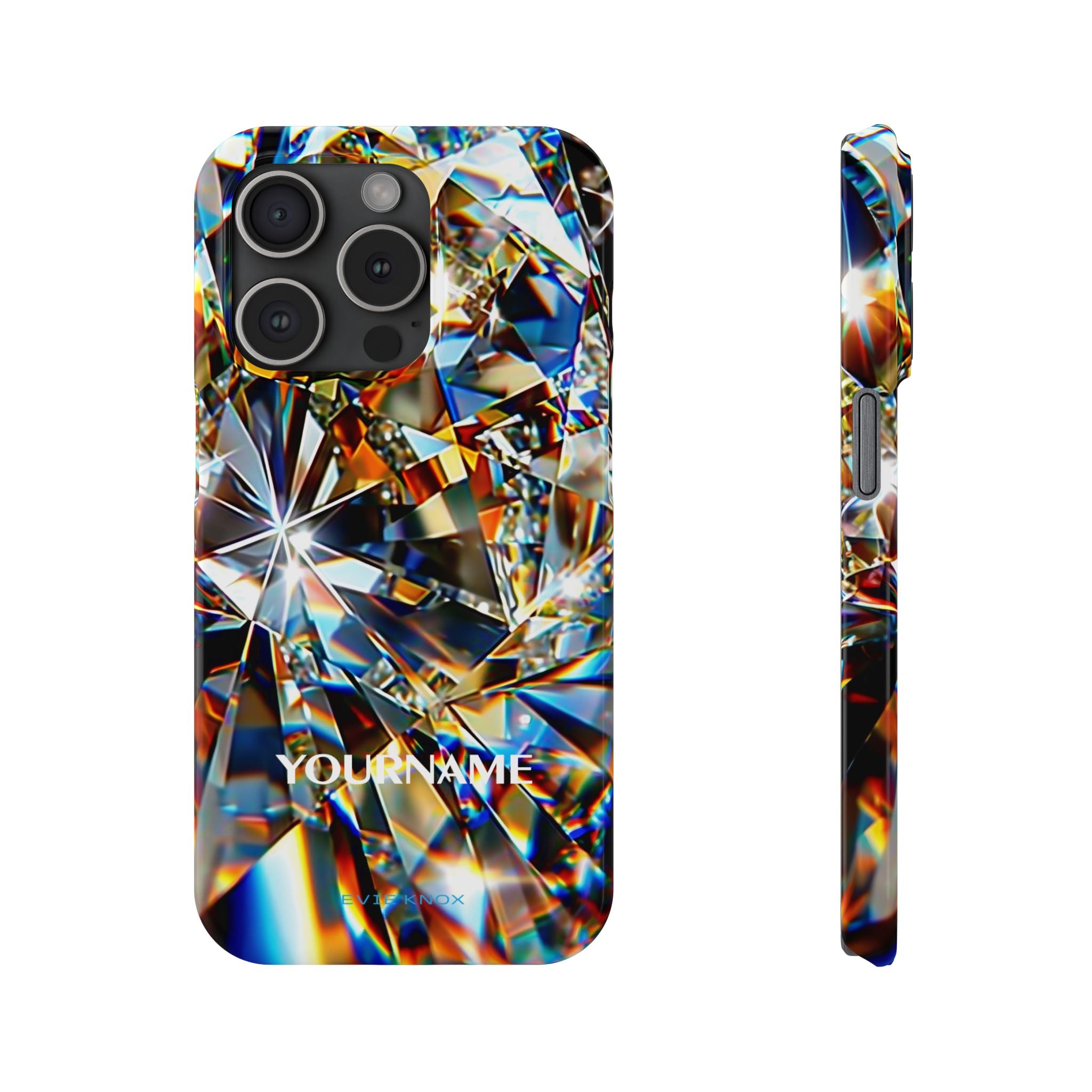 Crystal Facet Slim Phone Case — Iridescent Diamond Pattern
