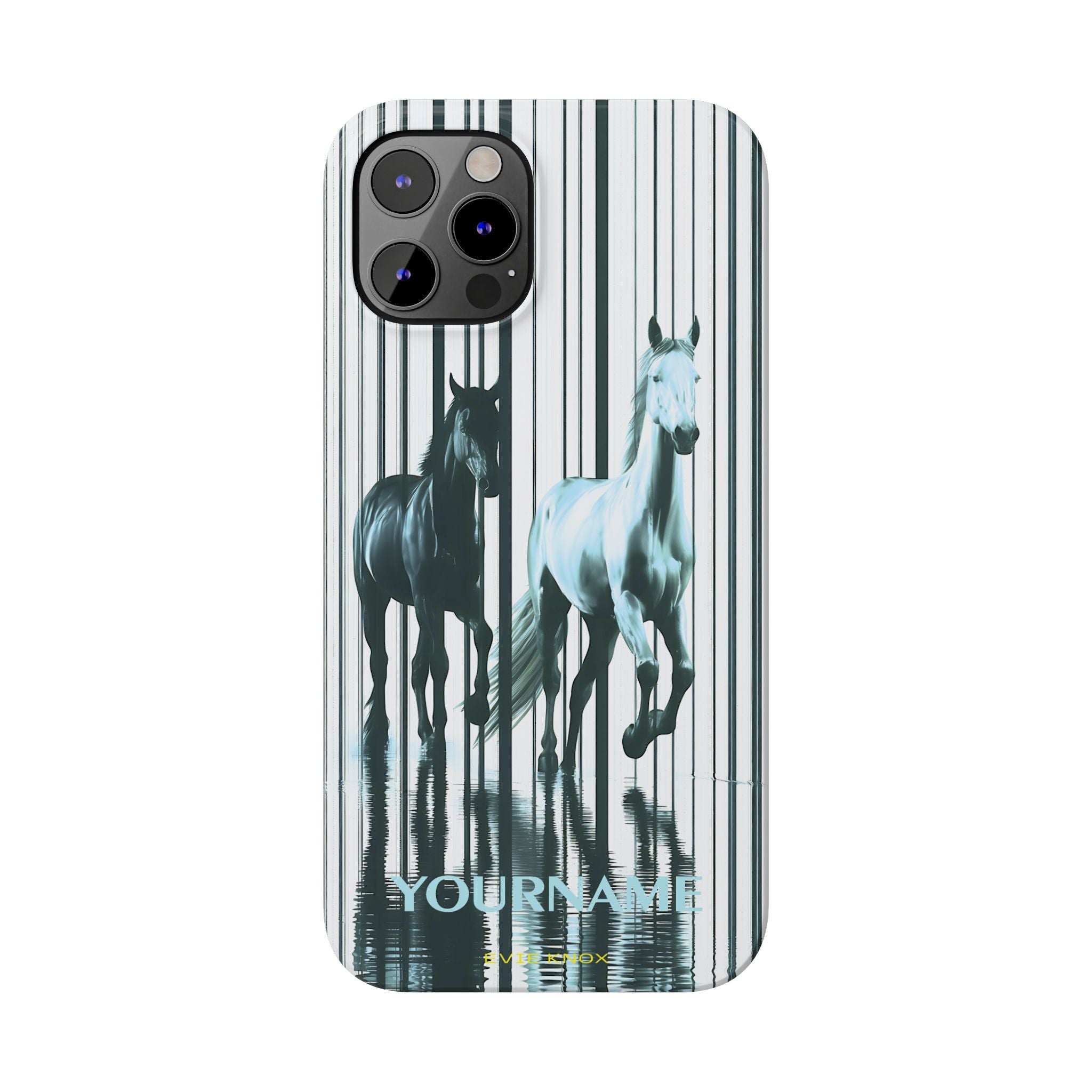 Stallion Mirage Slim iPhone Case – Galloping Horse Black & White Design