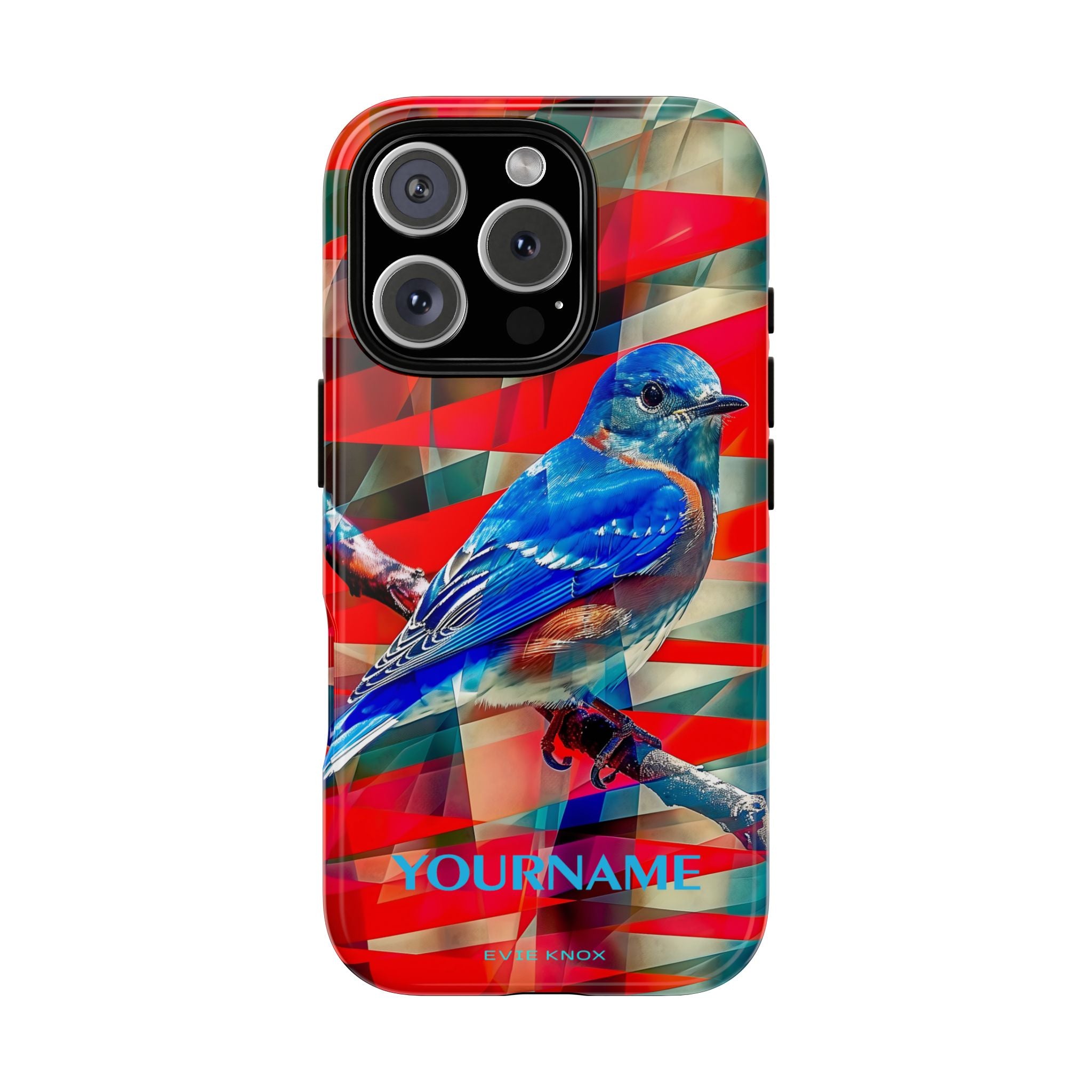 Bluebird Tough Phone Case — Vibrant Geometric Nature Design