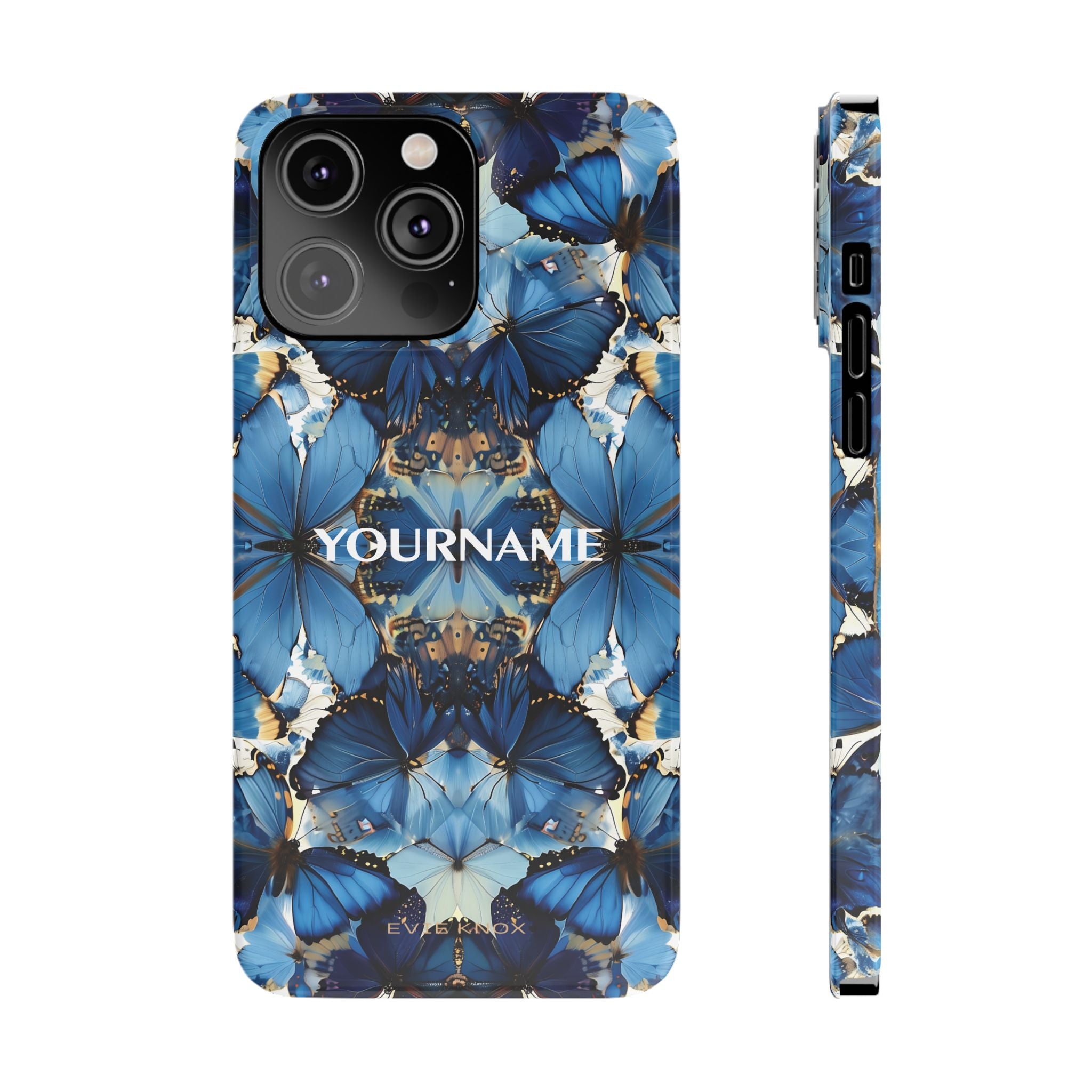 Blue Butterfly Kaleidoscope Slim Case — Protective Symmetry Pattern Phone Cover