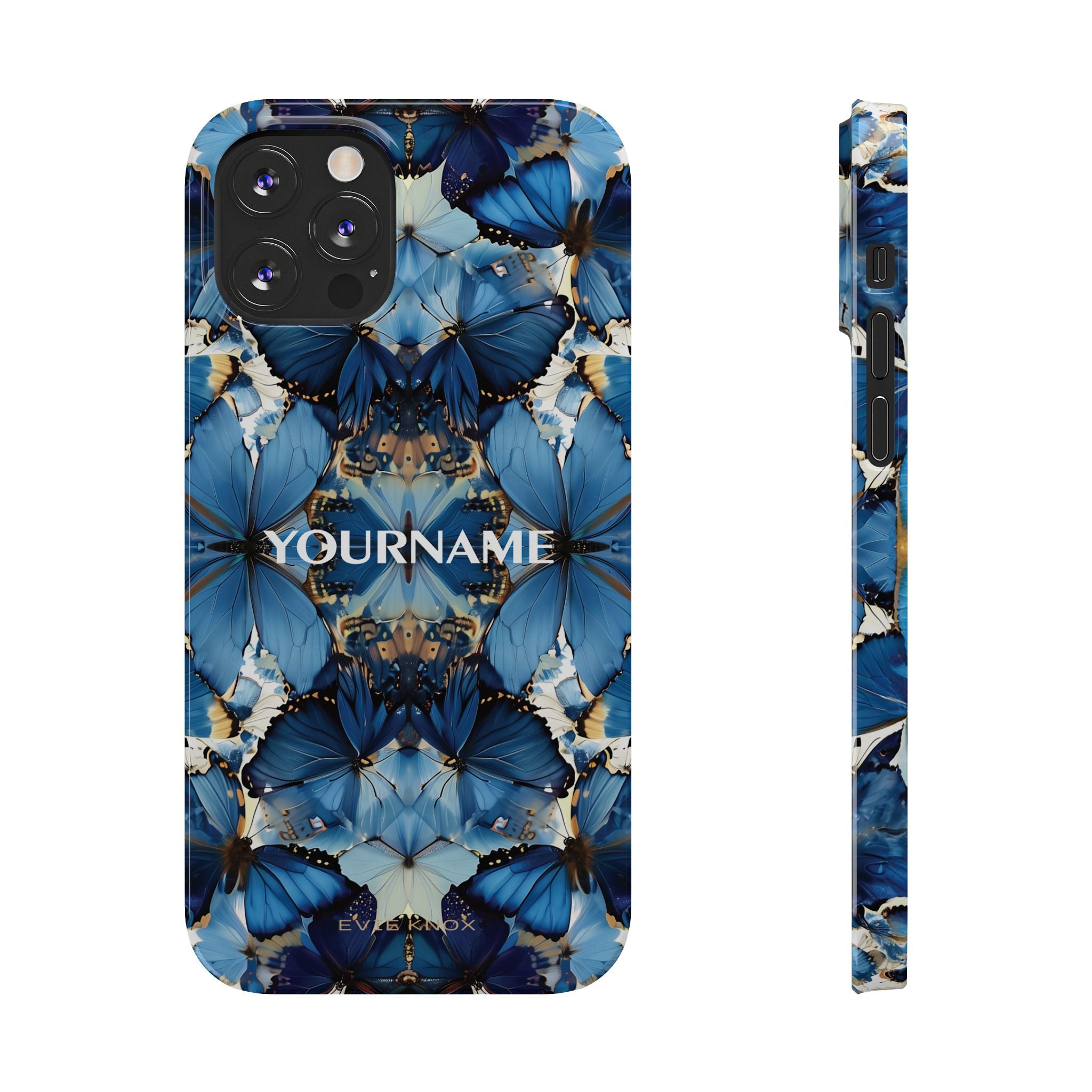 Blue Butterfly Kaleidoscope Slim Case — Protective Symmetry Pattern Phone Cover