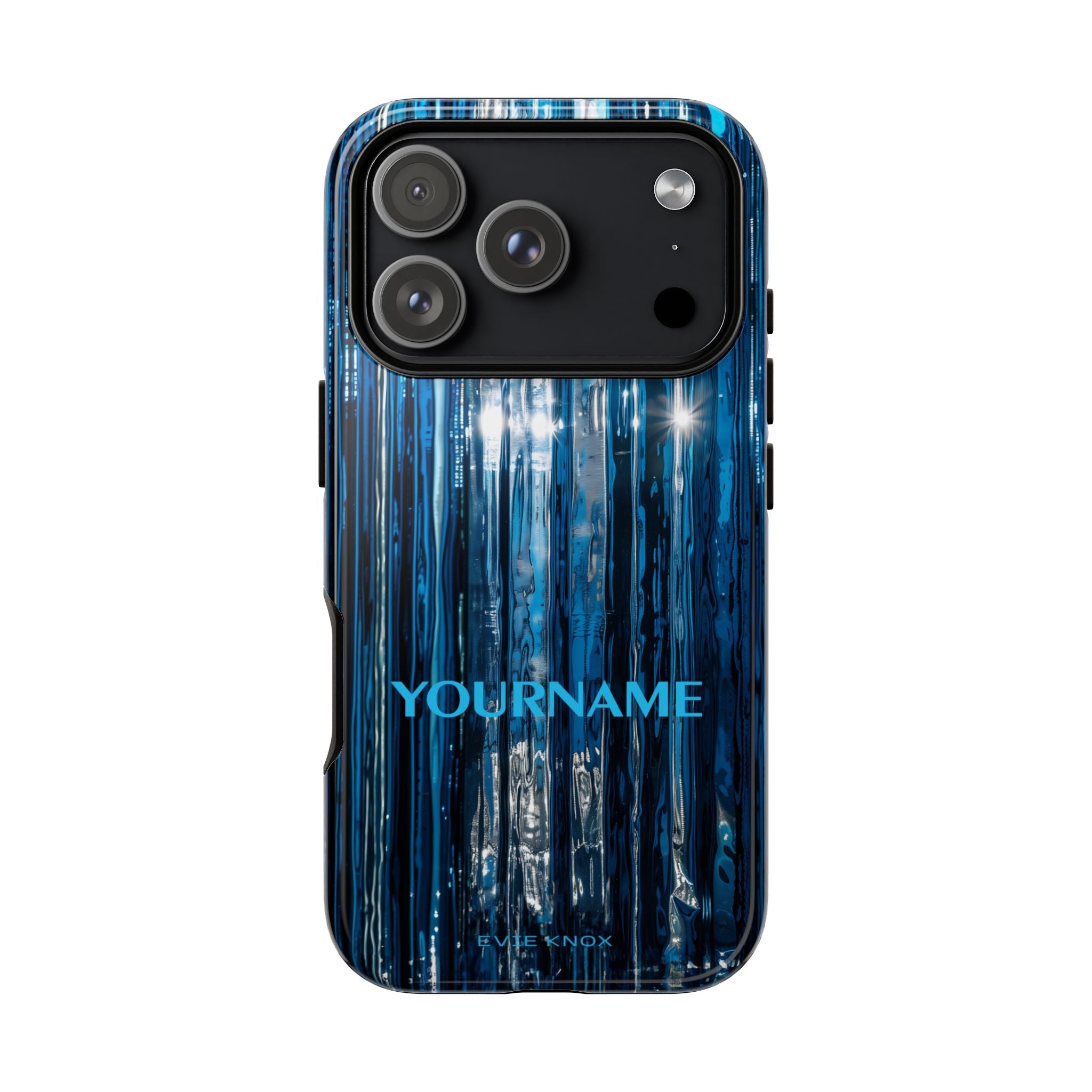 Blue Ribbed Art Glass Effect Tough iPhone Case - Personalized Phone case