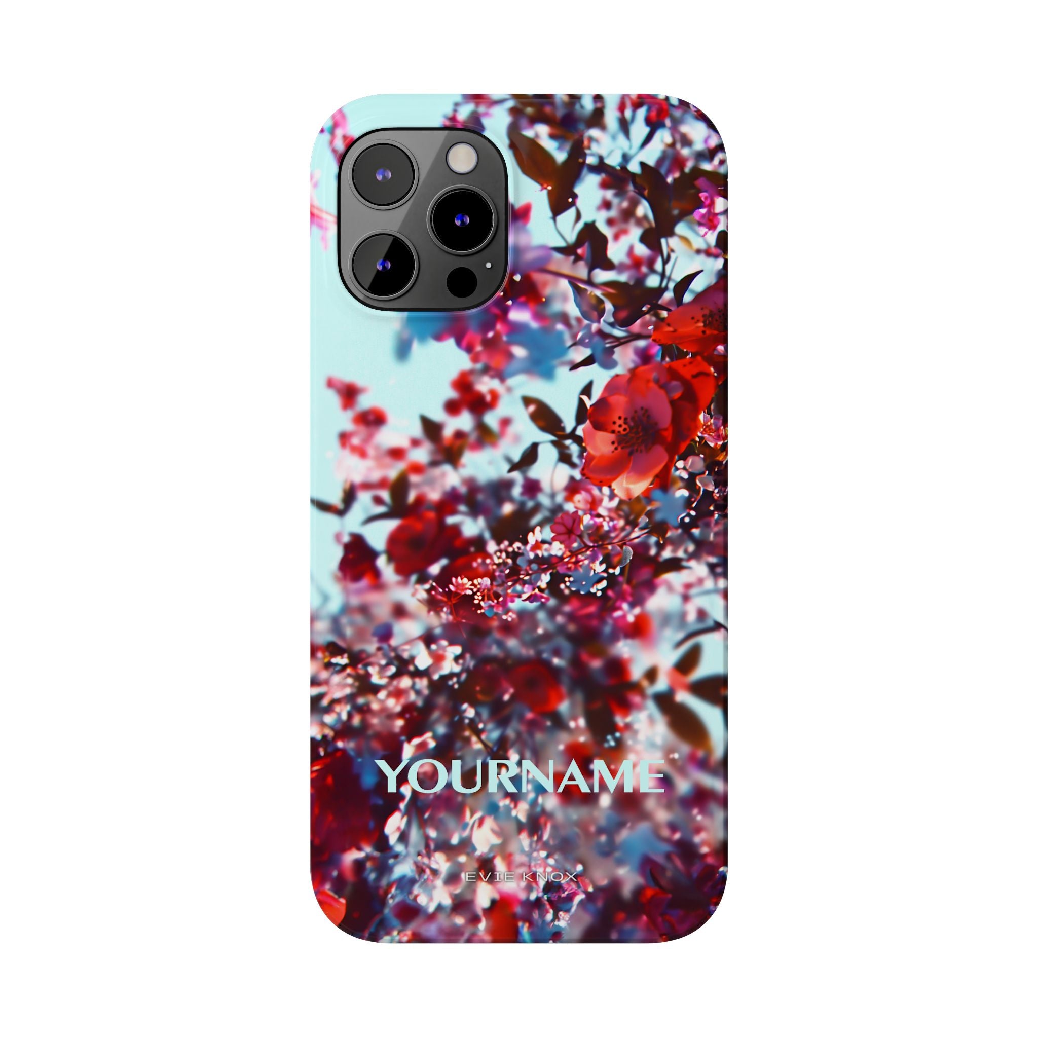 Red Cherry Blossom Floral Slim iPhone Case