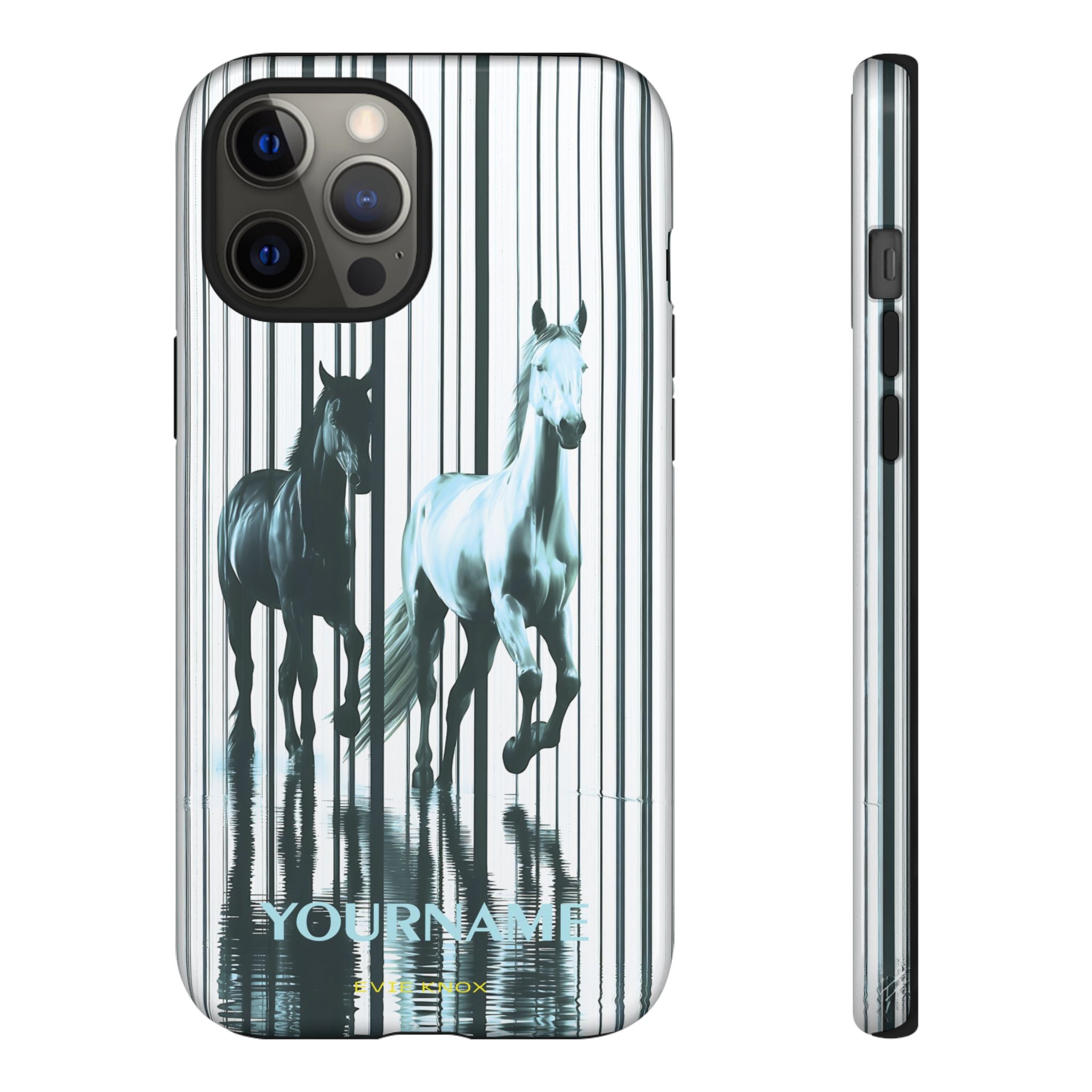 Stallion Mirage Tough iPhone Case – Galloping Horse Black & White Design