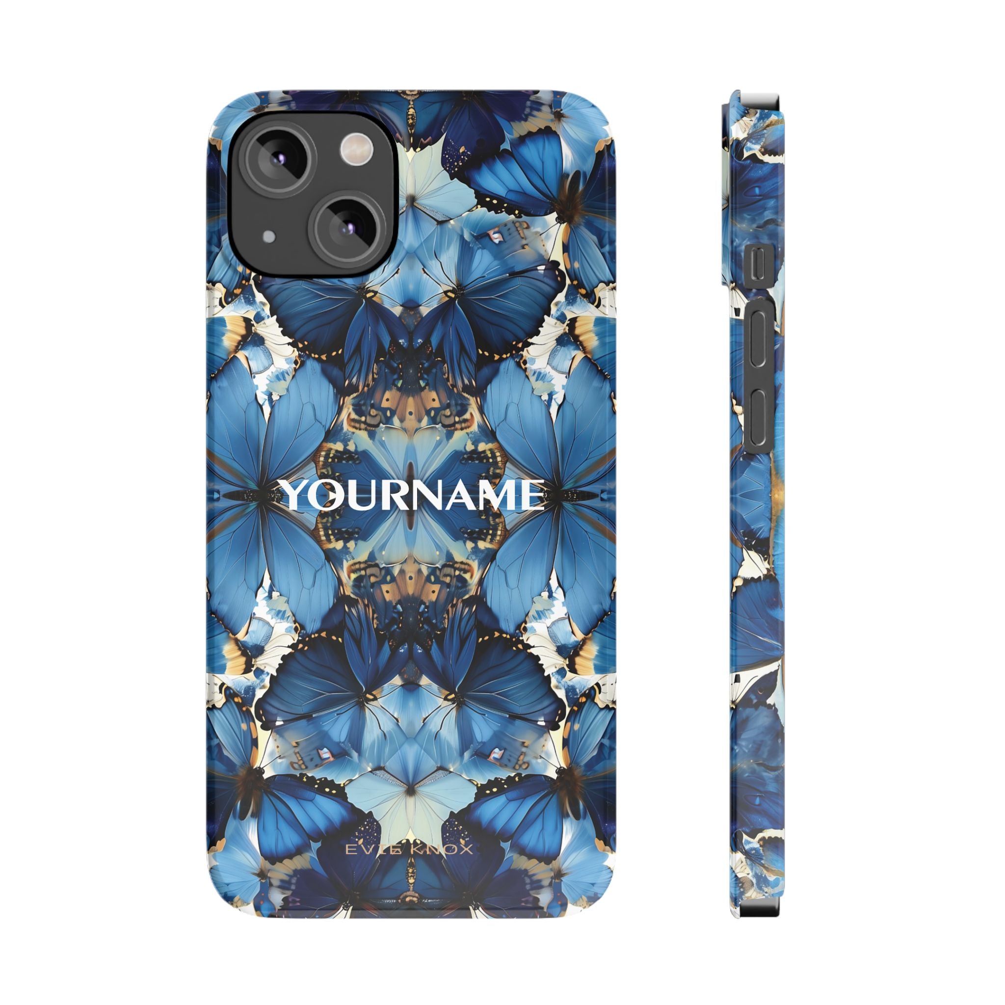 Blue Butterfly Kaleidoscope Slim Case — Protective Symmetry Pattern Phone Cover