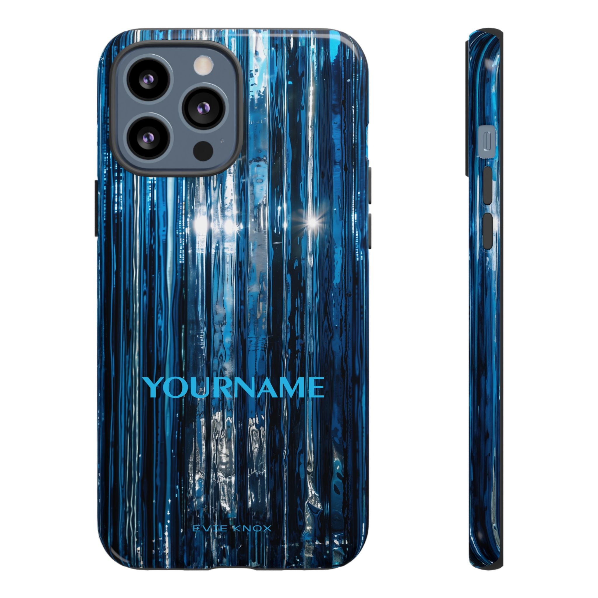 Blue Ribbed Art Glass Effect Tough iPhone Case - Personalized Phone case