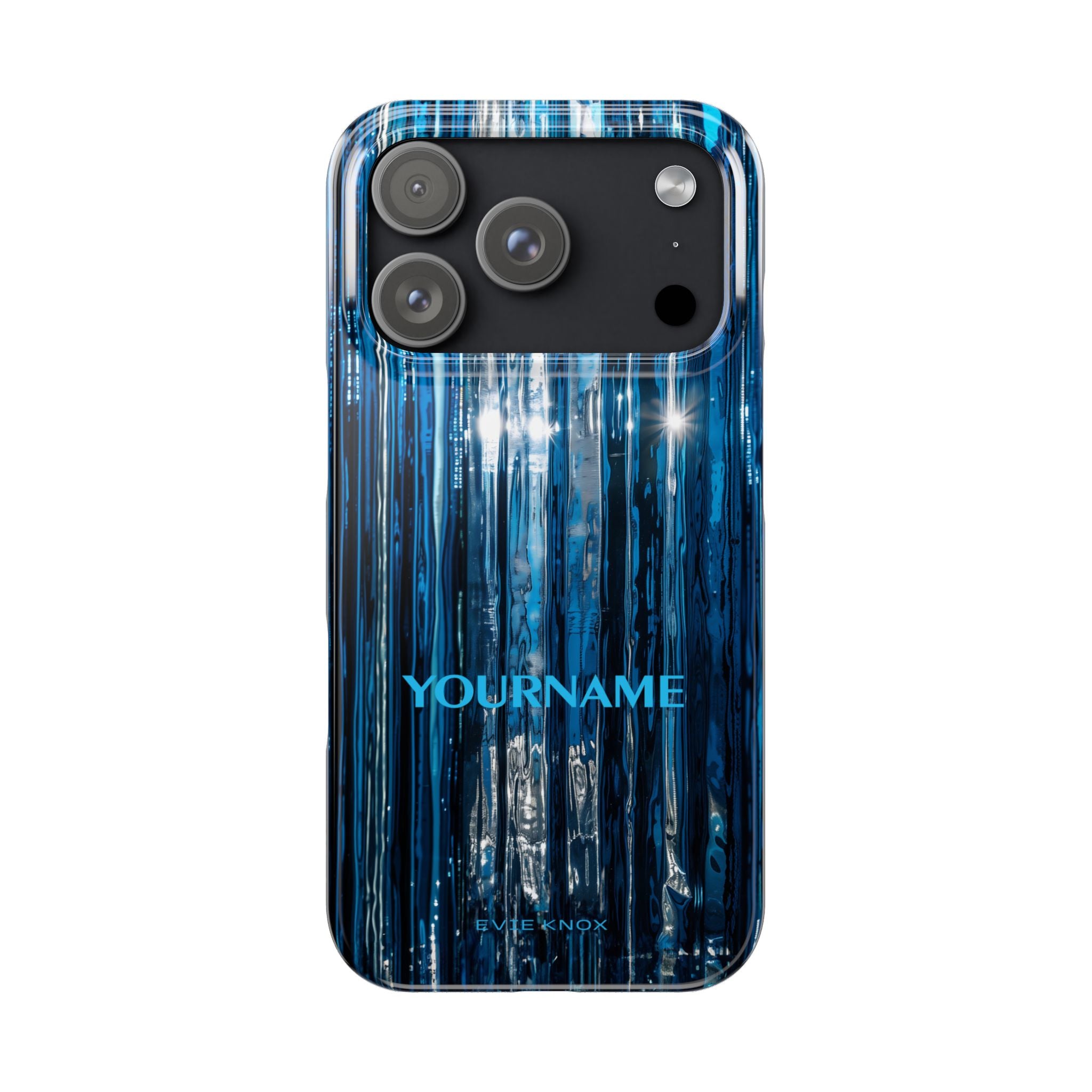 Blue Ribbed Art Glass Effect Slim iPhone Case - Personalized Phone case