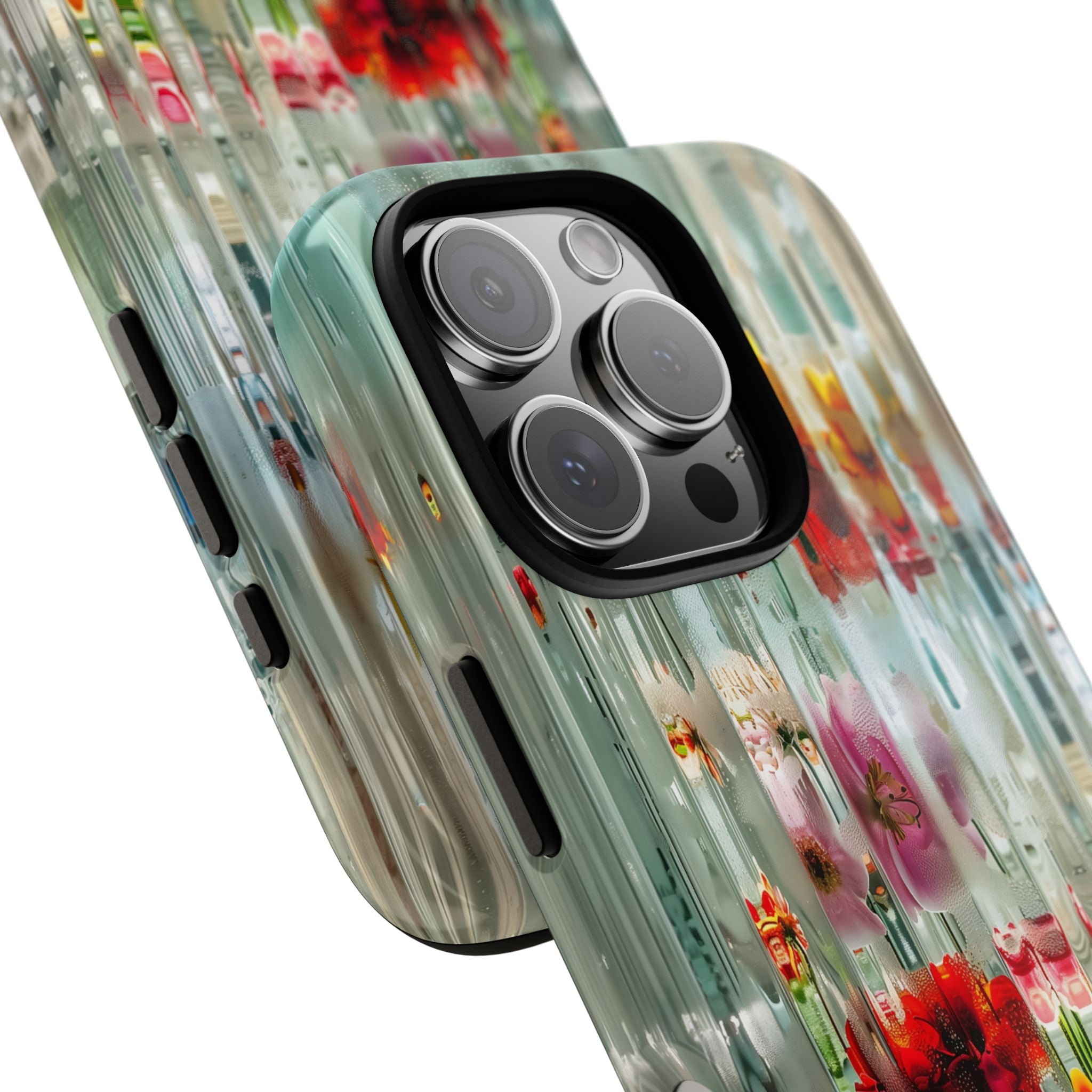 Abstract Floral Tough iPhone Case — Colorful Waterglass Pattern, Protective iPhone Cover
