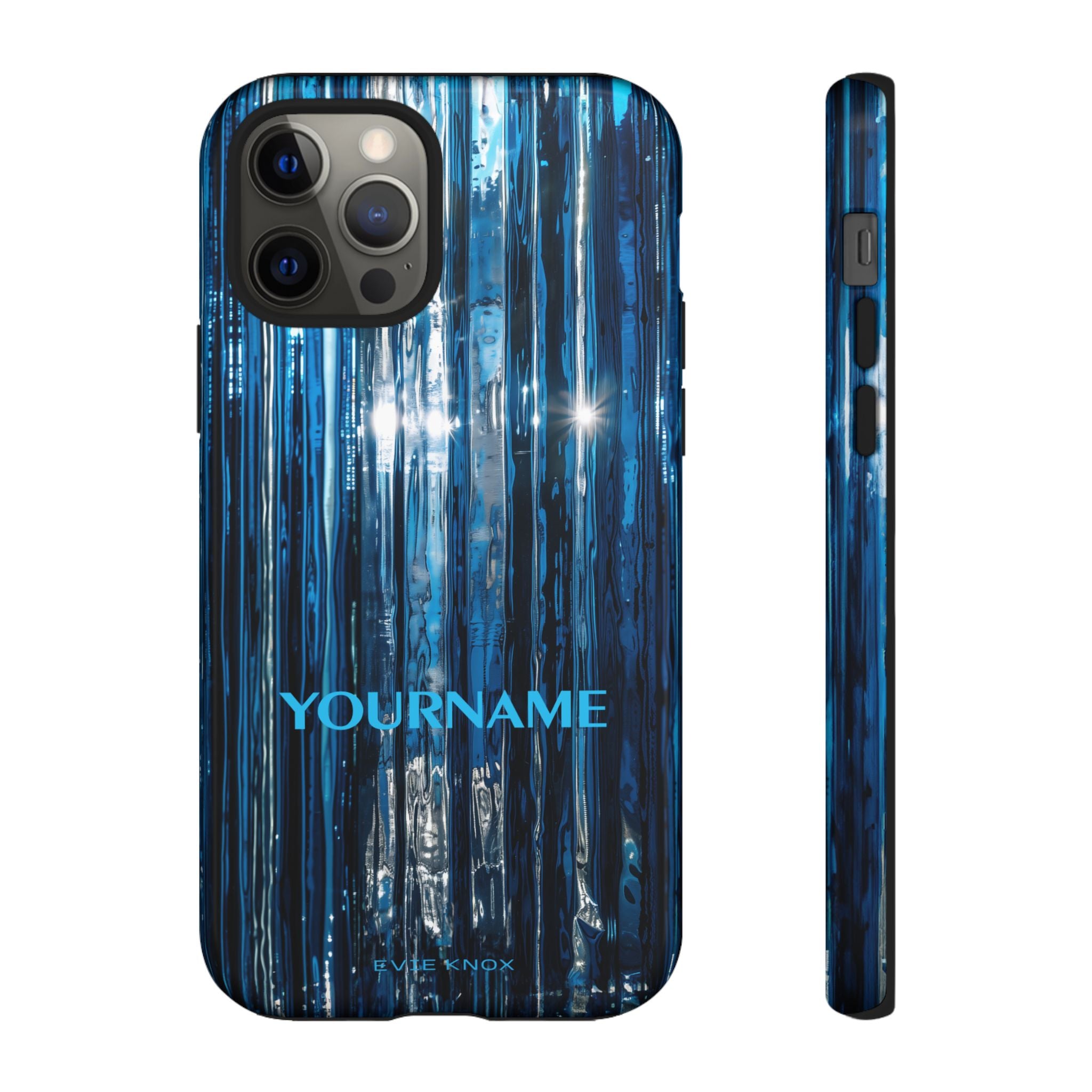 Blue Ribbed Art Glass Effect Tough iPhone Case - Personalized Phone case
