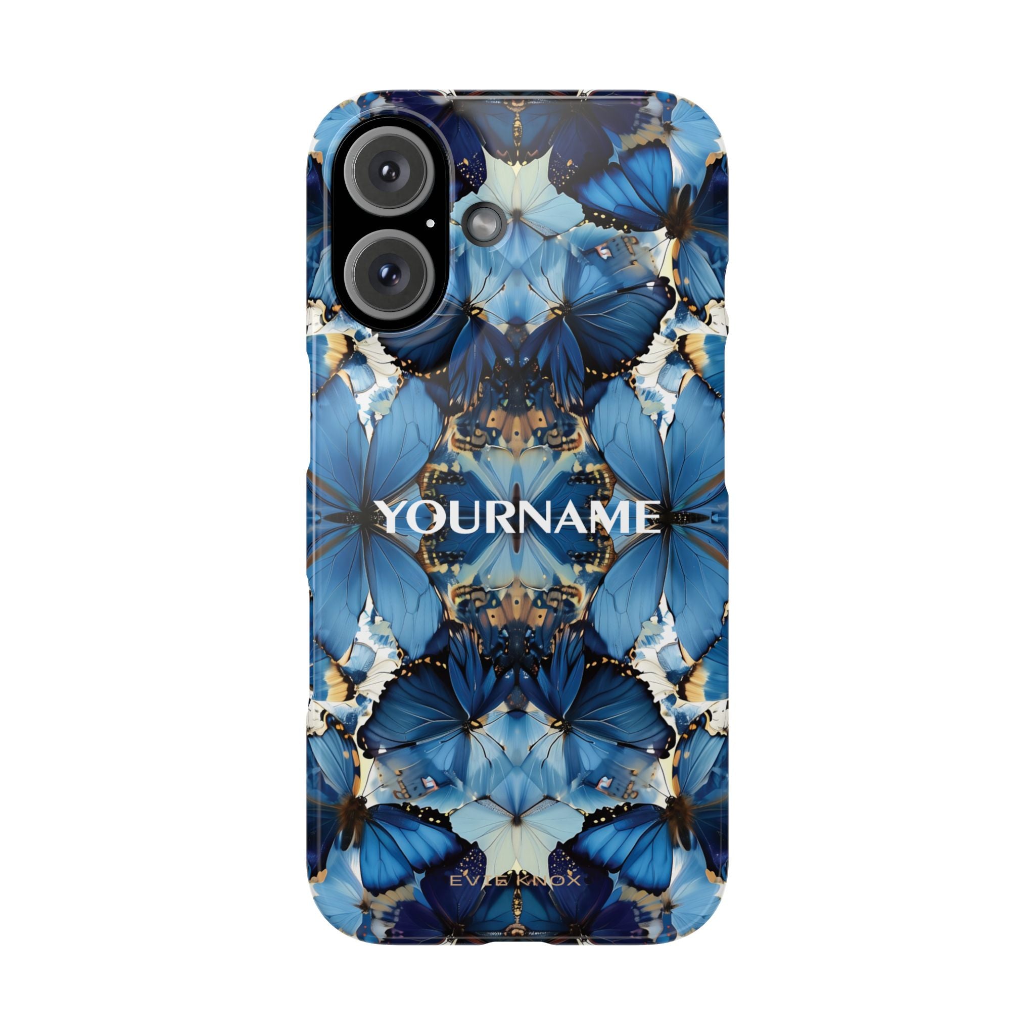 Blue Butterfly Kaleidoscope Slim Case — Protective Symmetry Pattern Phone Cover