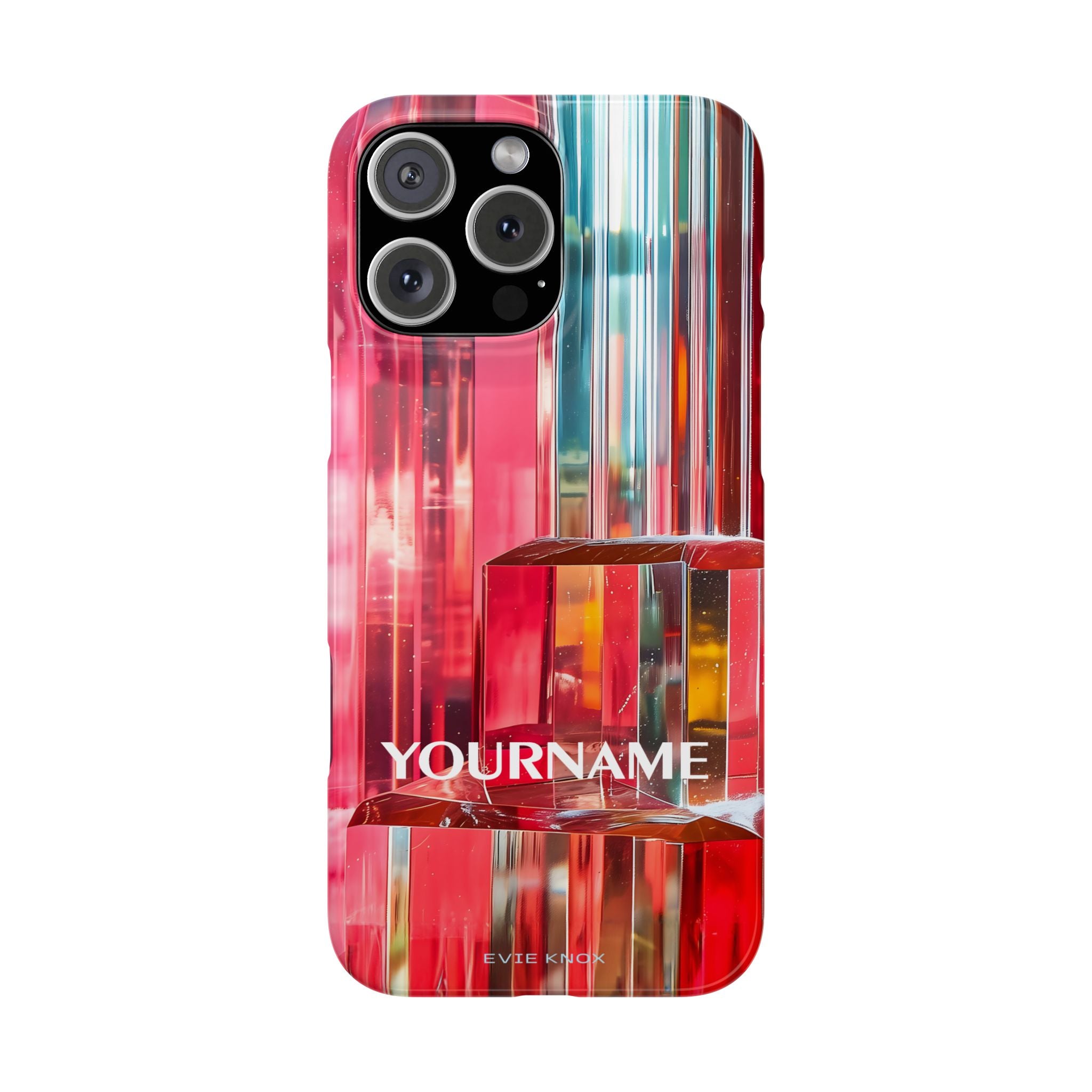 Abstract Prism Slim Phone Case — Red Geometric Crystal Design