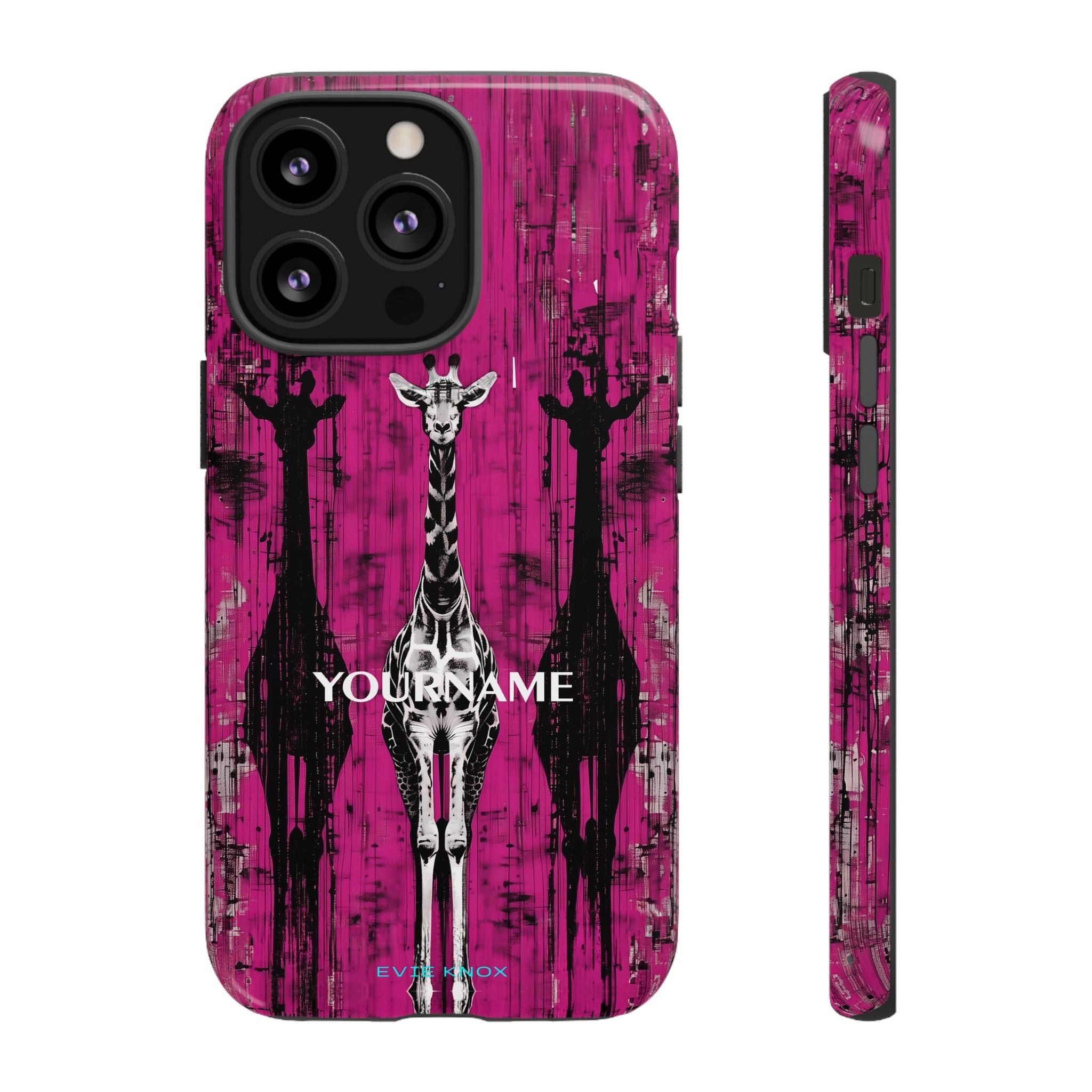 Giraffes on Berry iPhone Tough Case — Glossy Full‑Wrap Protection