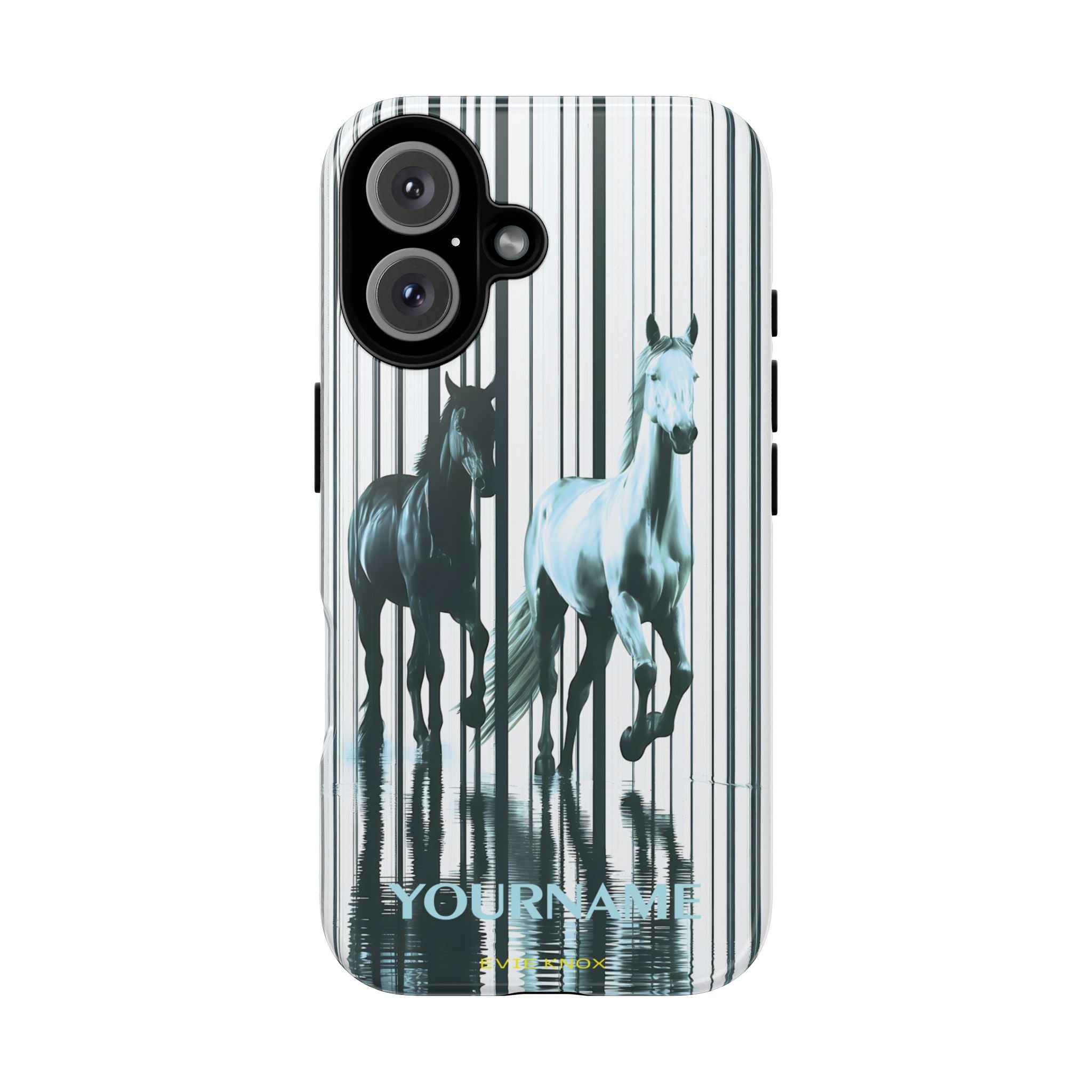 Stallion Mirage Tough iPhone Case – Galloping Horse Black & White Design