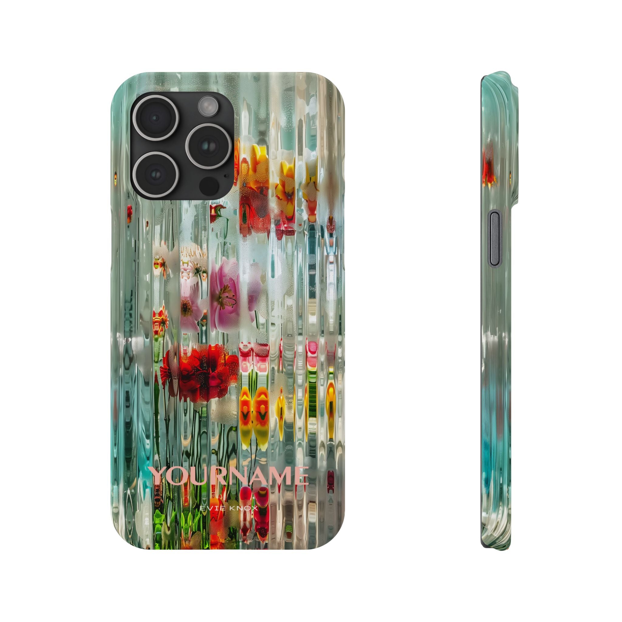 Abstract Floral Slim iPhone Case — Colorful Waterglass Pattern, Protective iPhone Cover