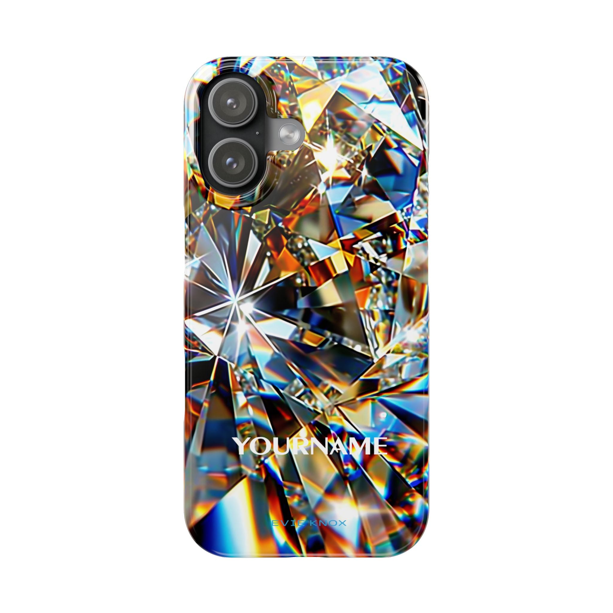 Crystal Facet Slim Phone Case — Iridescent Diamond Pattern