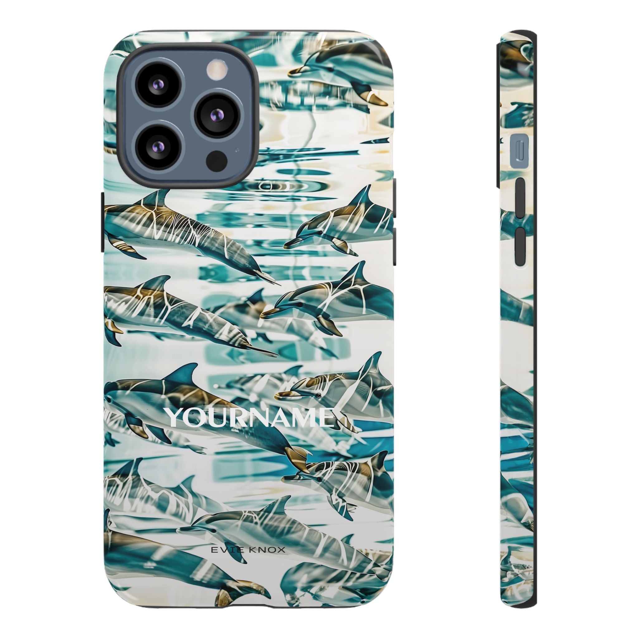 Dolphin Wave Tough Phone Case — Personalized Ocean Print
