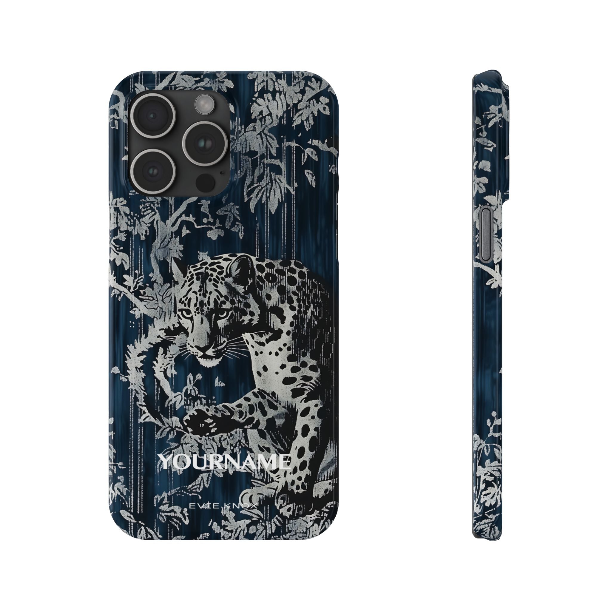 Indigo Leopard Slim Phone Case — Night Jungle Panther Design
