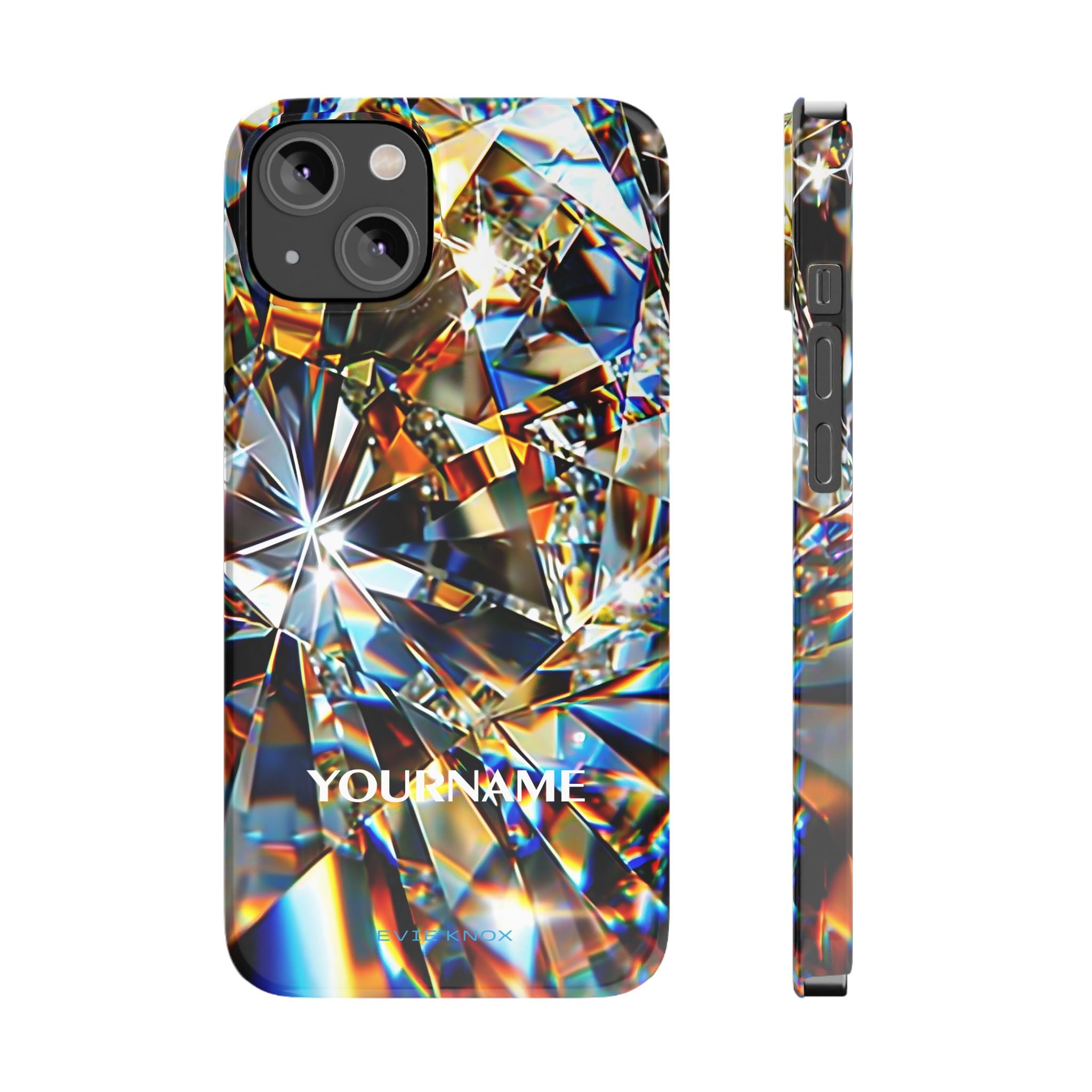 Crystal Facet Slim Phone Case — Iridescent Diamond Pattern