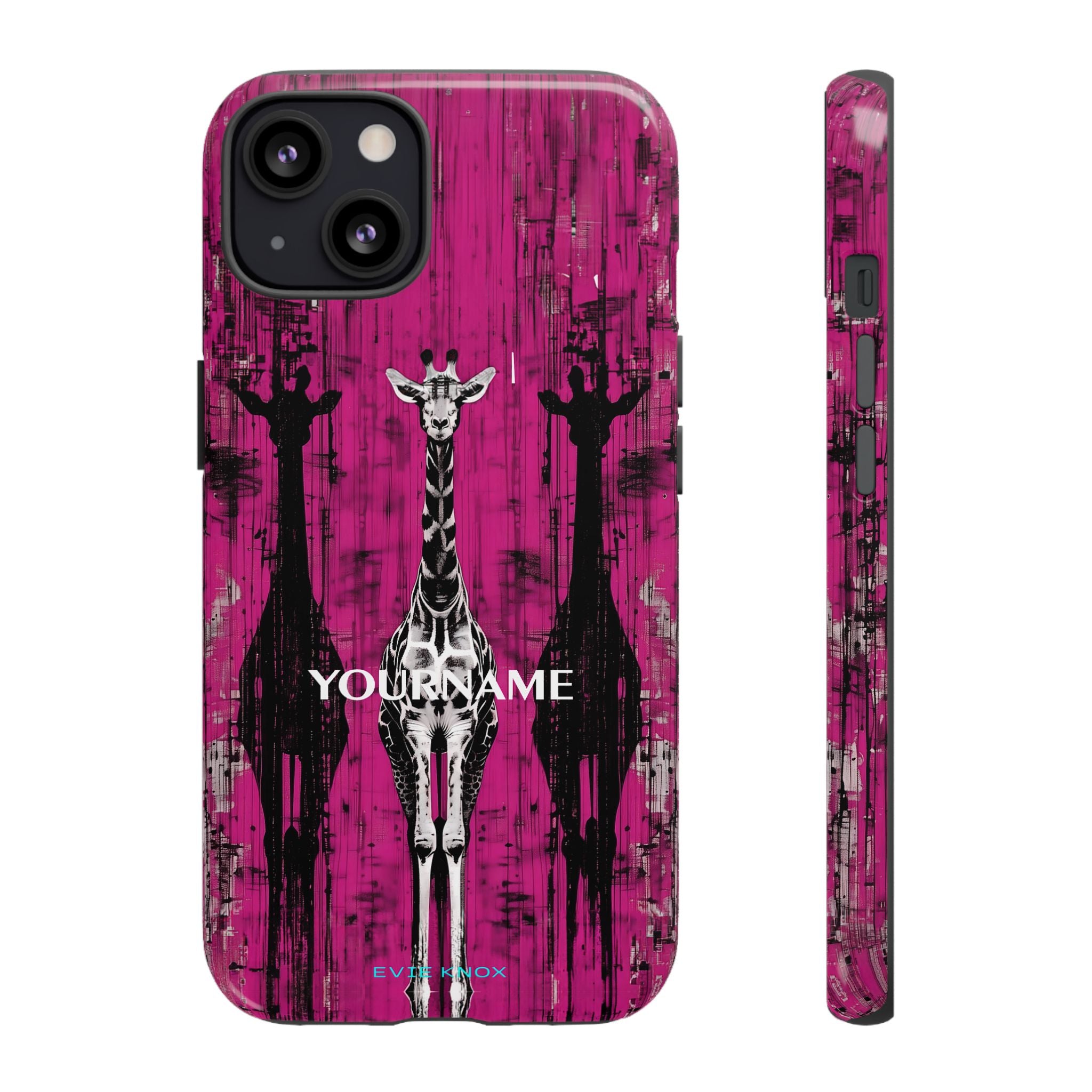 Giraffes on Berry iPhone Tough Case — Glossy Full‑Wrap Protection