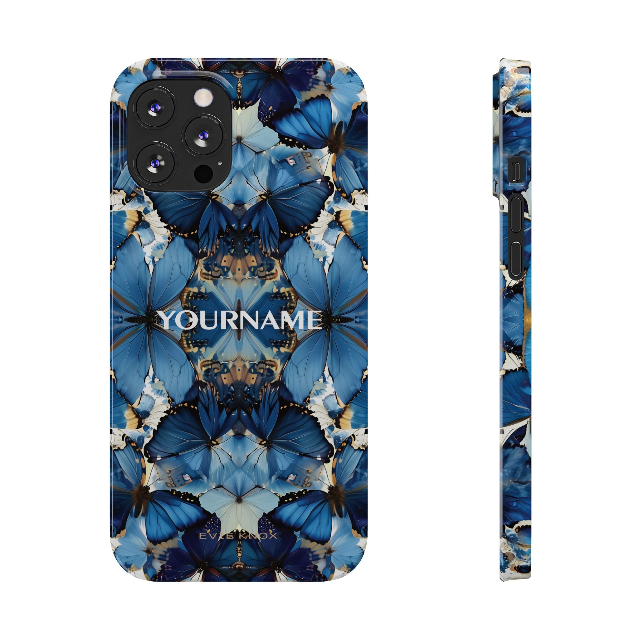 Blue Butterfly Kaleidoscope Slim Case — Protective Symmetry Pattern Phone Cover