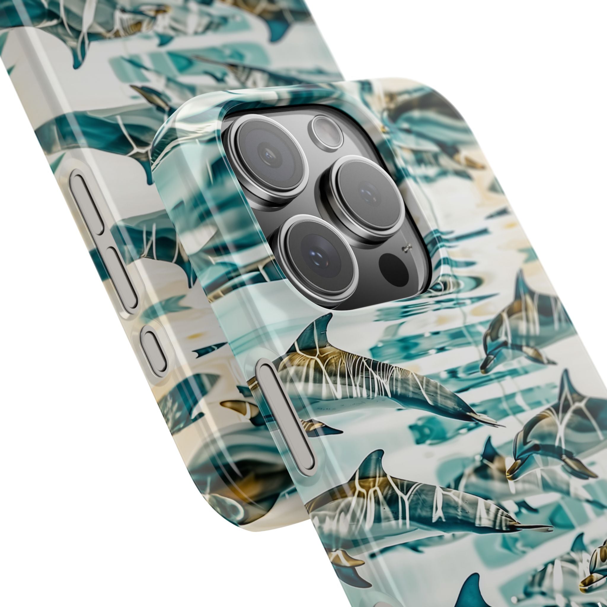 Dolphin Wave Slim Phone Case — Personalized Ocean Pattern