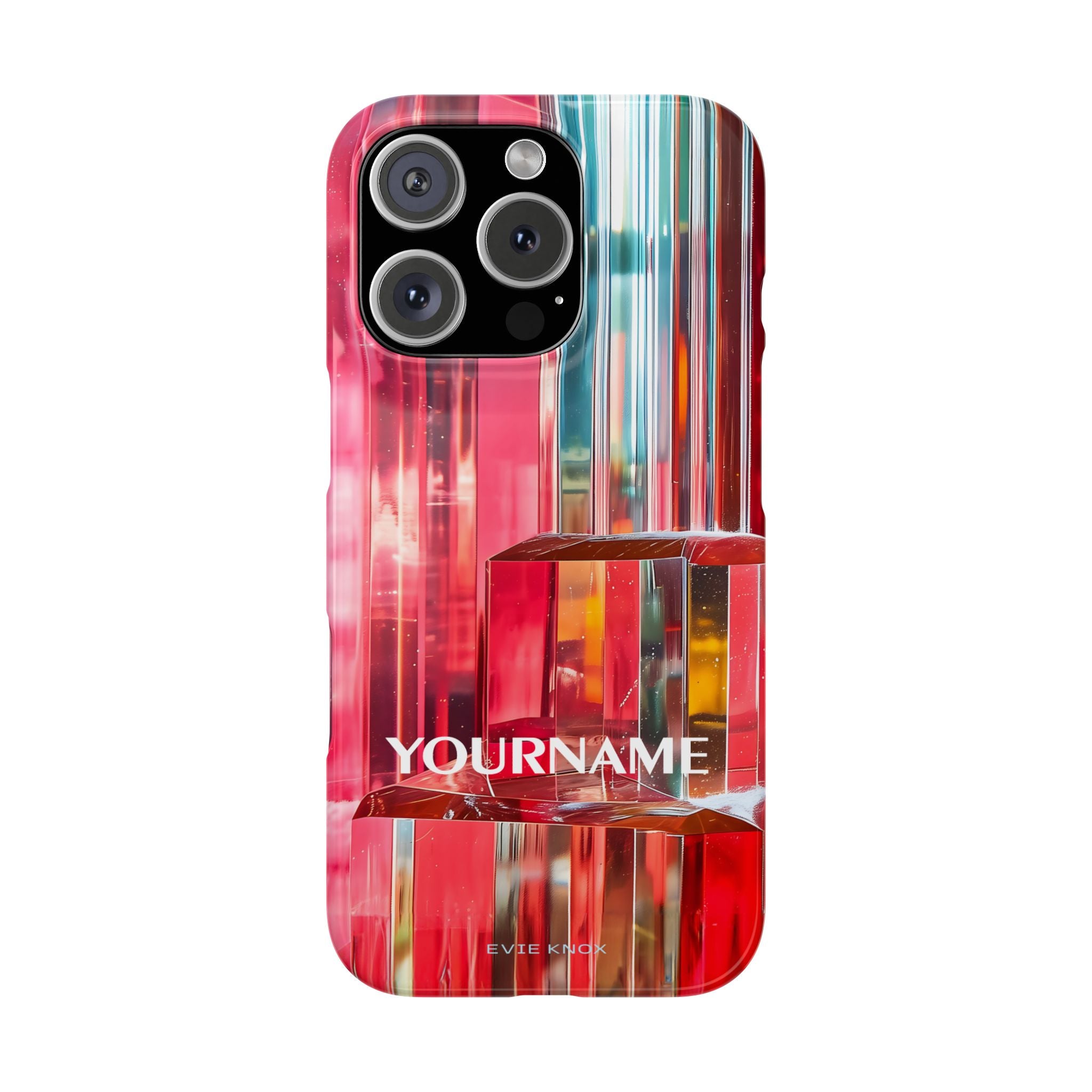 Abstract Prism Slim Phone Case — Red Geometric Crystal Design