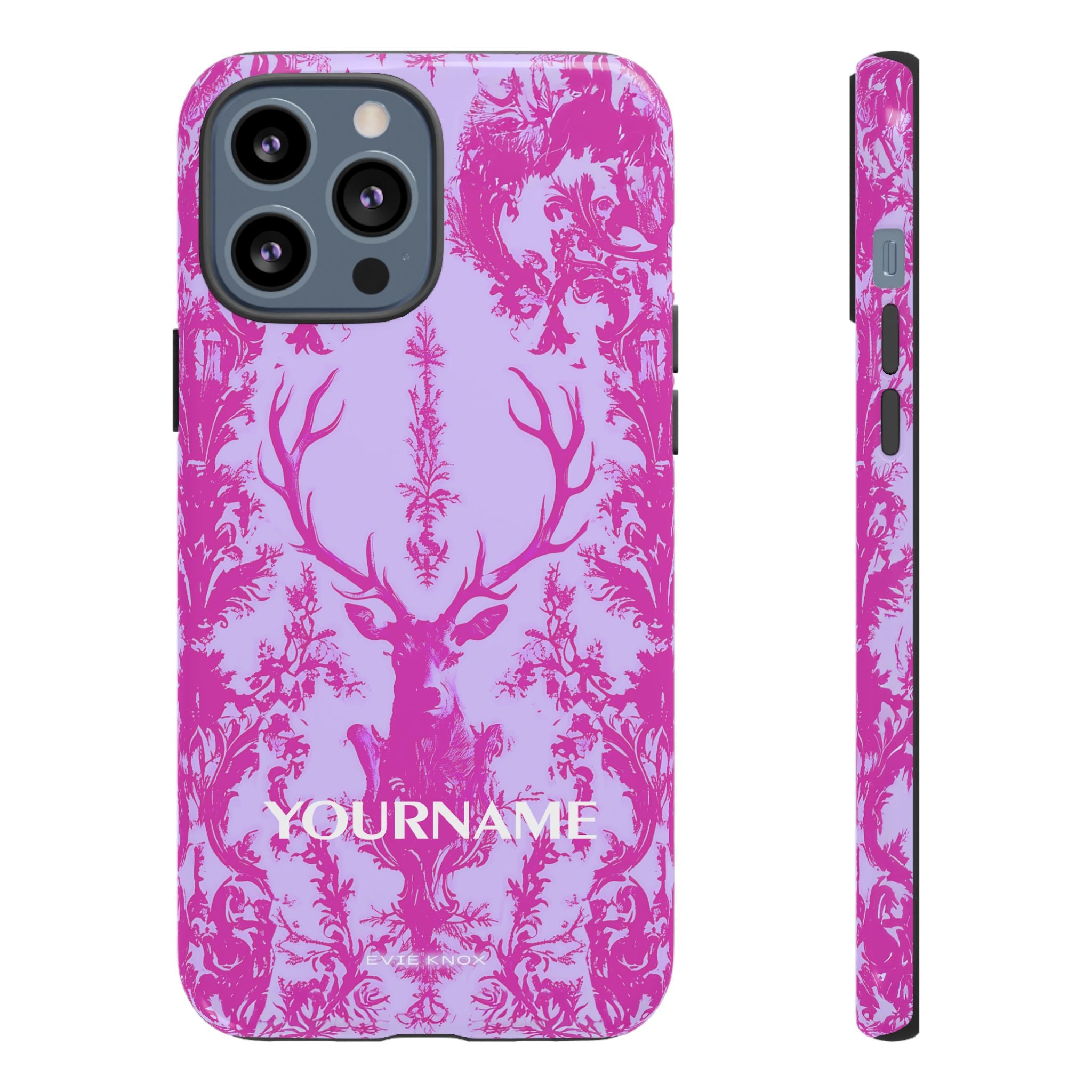 Pink Baroque Deer Tough iPhone Case — Floral Antler Pattern