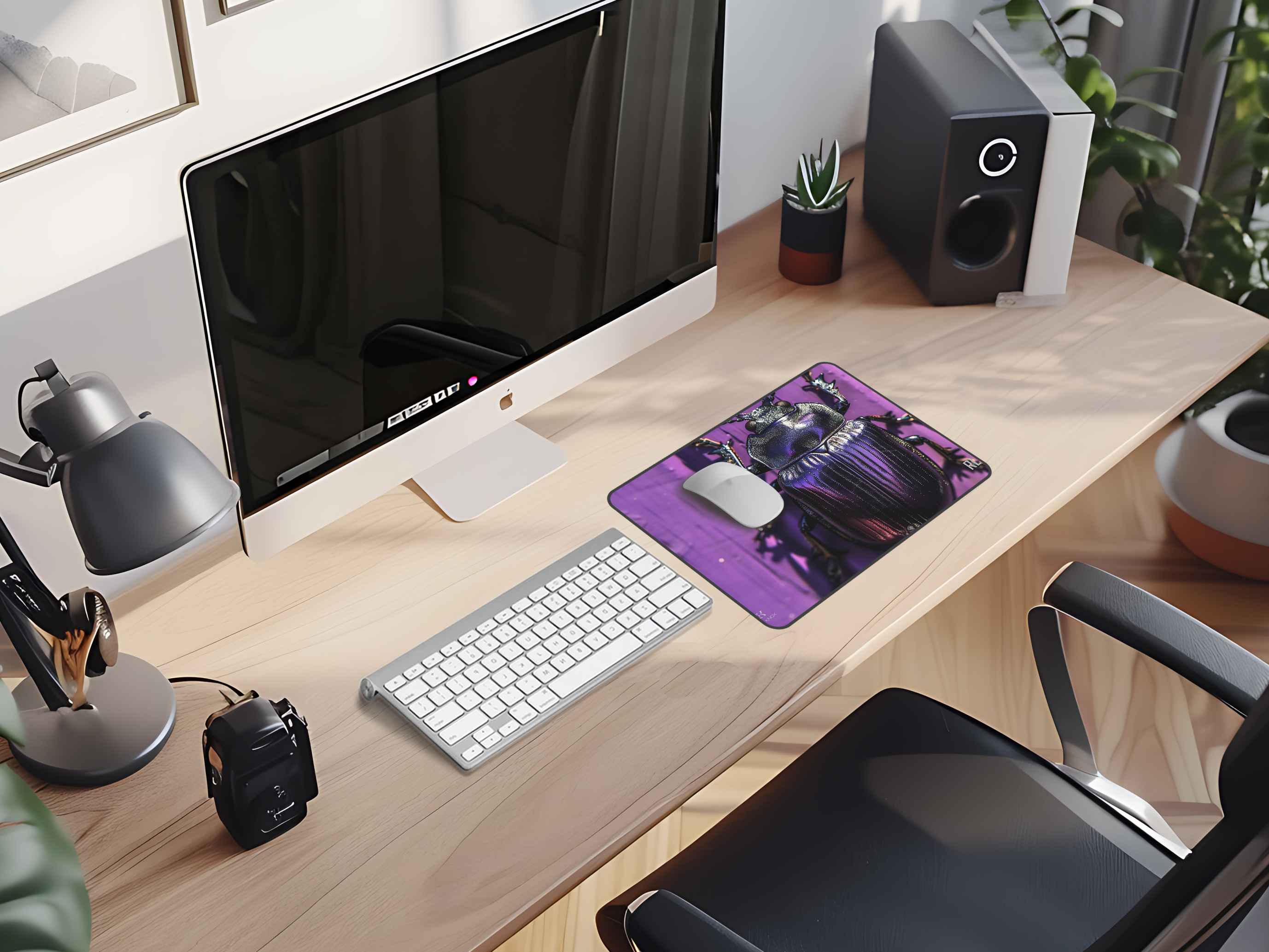 Purple Scarab Desk Mat — Personalized Beetle Mouse Pad-Beetle Desk Mat