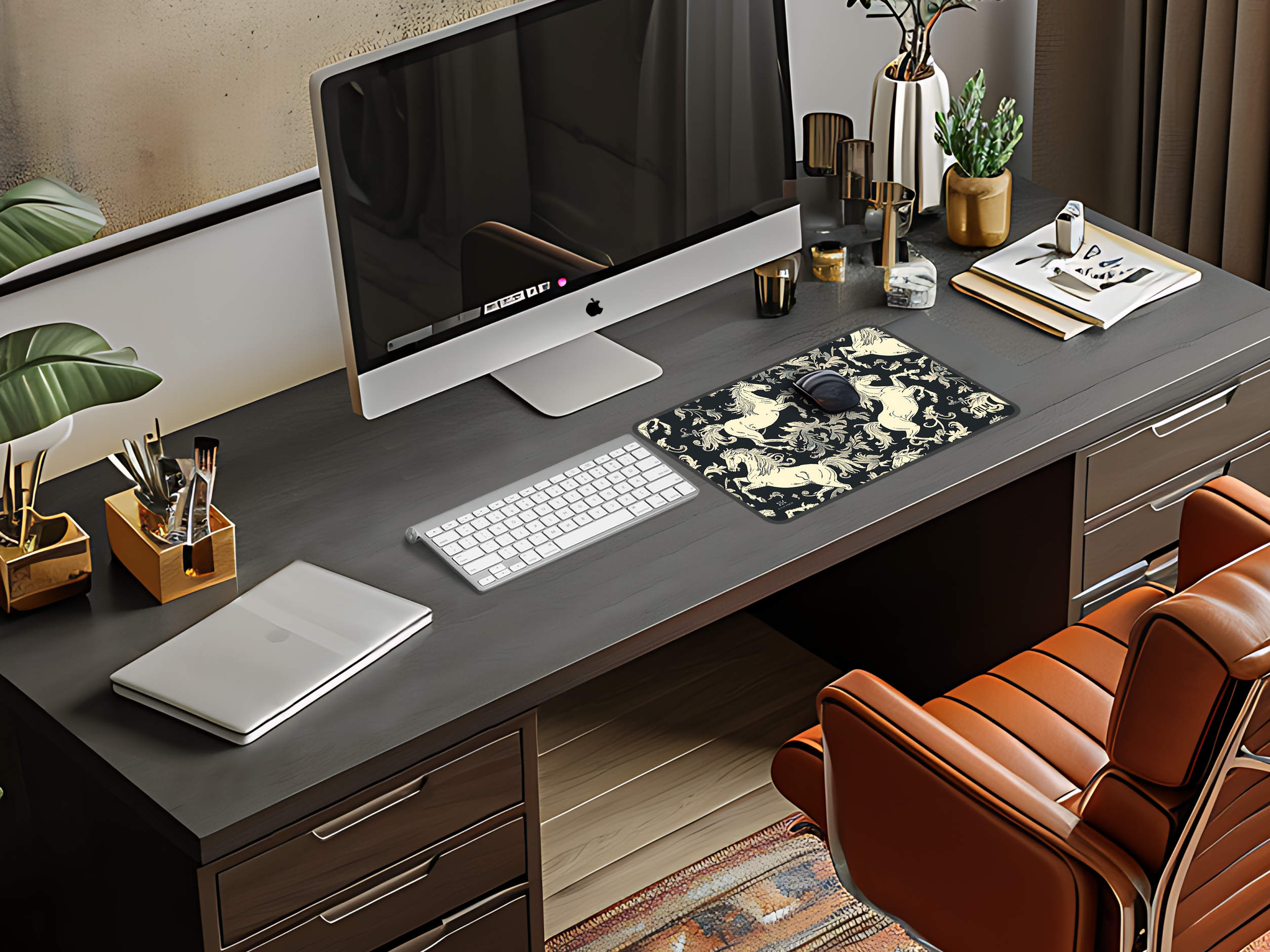 Equestrian Baroque Horse Desk Mat — French Classical Mouse Pad