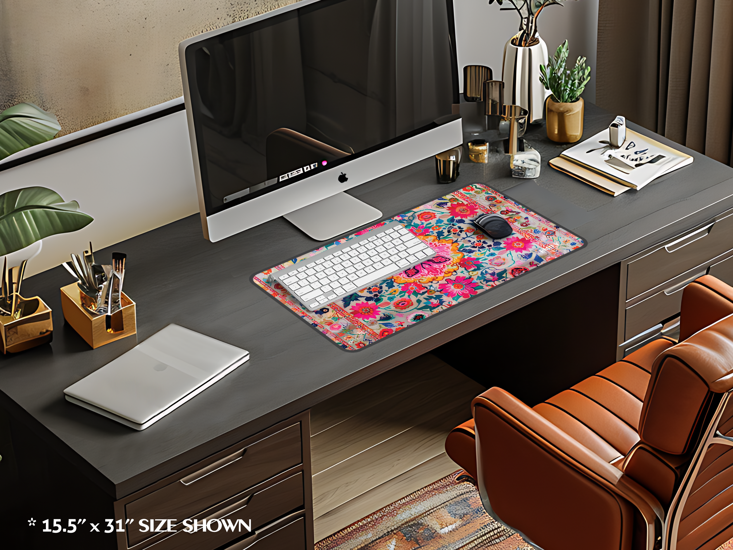Magic Carpet Floral Desk Mat — Vibrant Boho Mouse Pad for Home Office