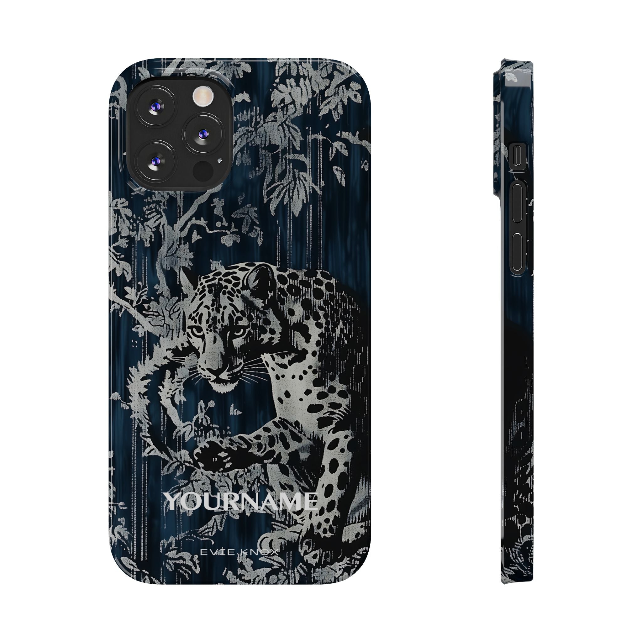 Indigo Leopard Slim Phone Case — Night Jungle Panther Design