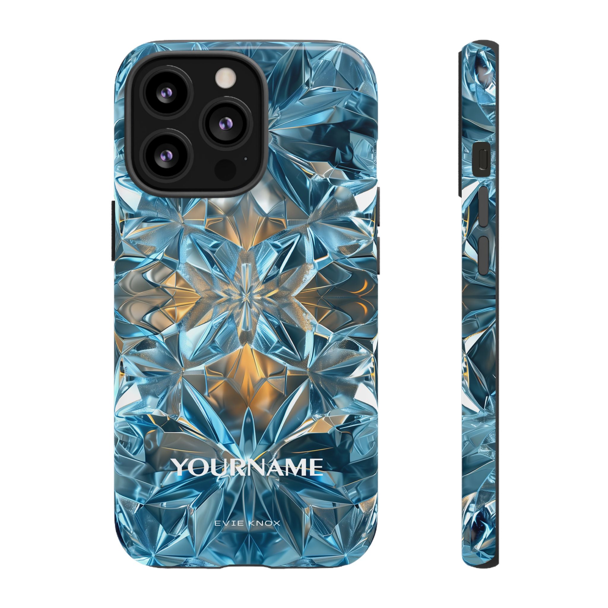 Blue Crystal Kaleidoscope Phone Case — Tough Protective iPhone Cover