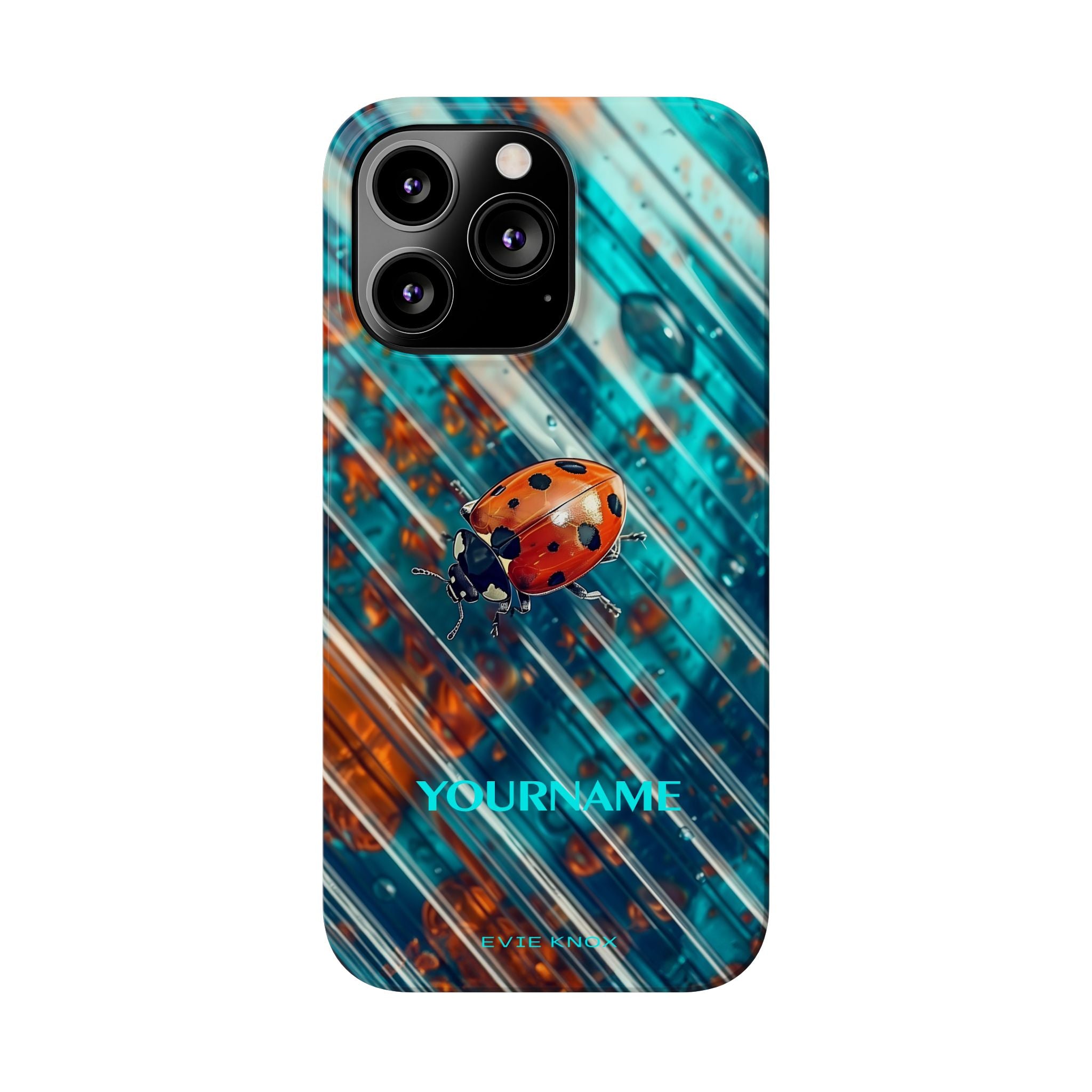 Little Lady Ladybug on Blue Protective Slim Phone Case