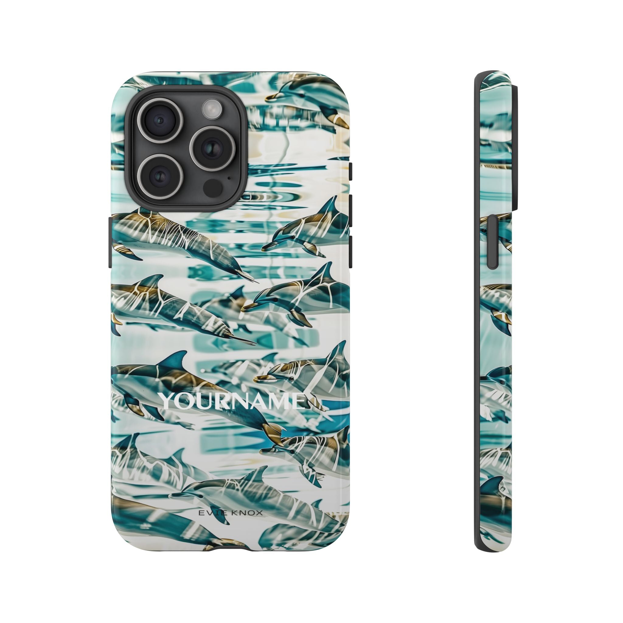 Dolphin Wave Tough Phone Case — Personalized Ocean Print