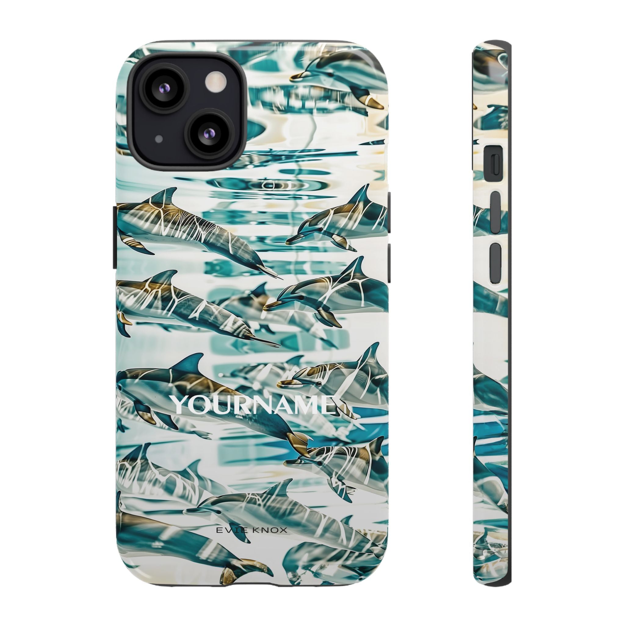Dolphin Wave Tough Phone Case — Personalized Ocean Print