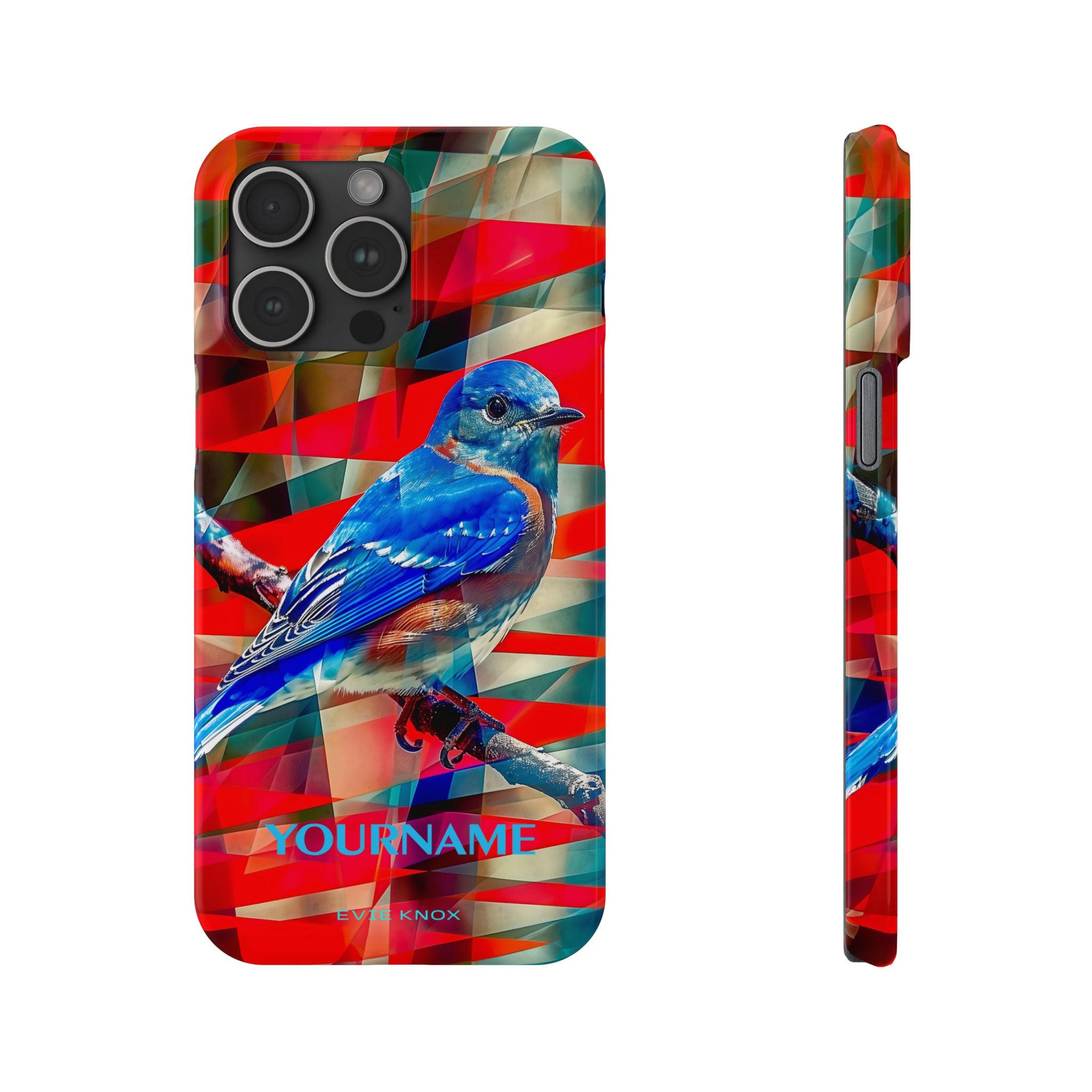Bluebird Slim Phone Case — Vibrant Geometric Nature Design