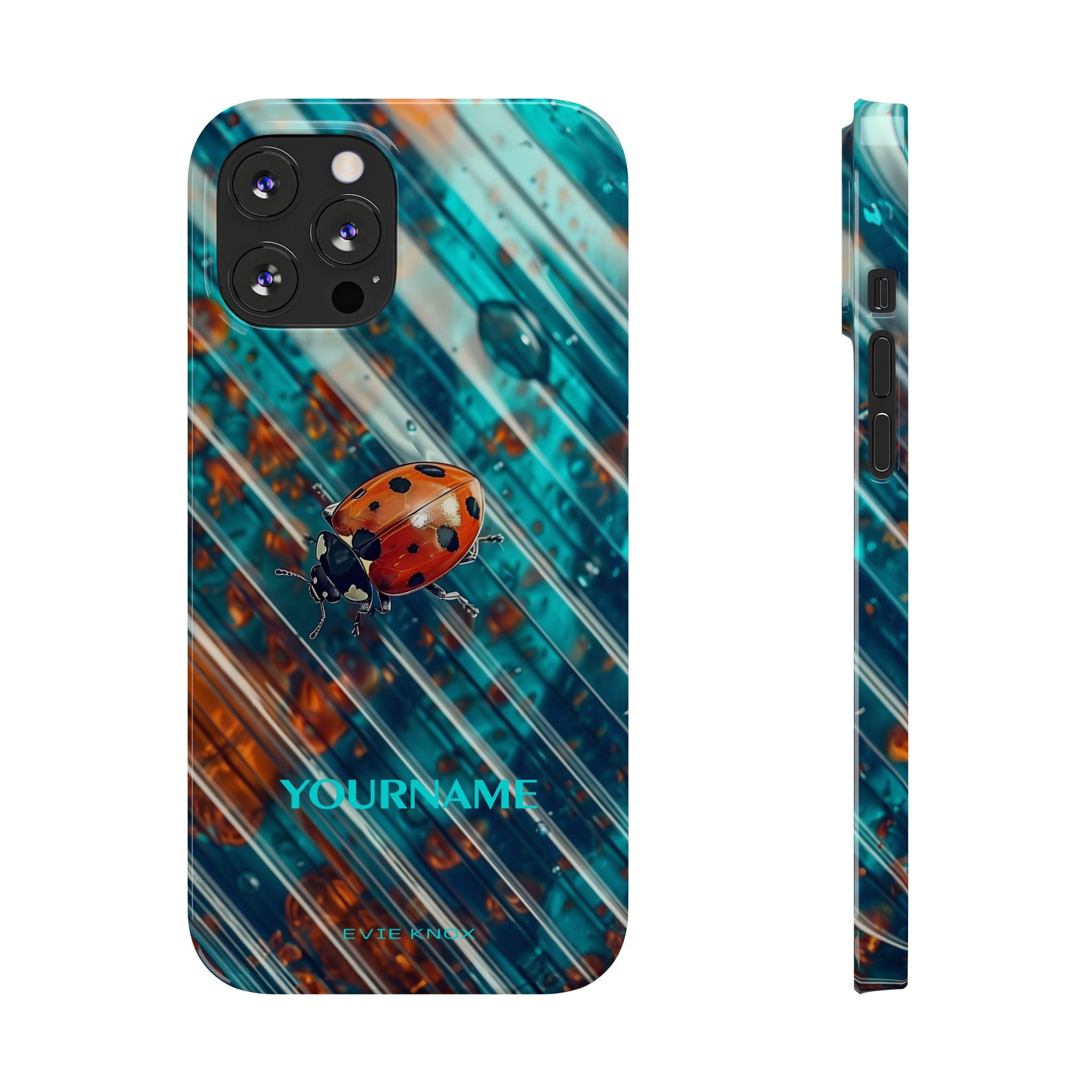 Little Lady Ladybug on Blue Protective Slim Phone Case